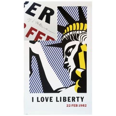 Roy Lichtenstein 'I Love Liberty' Original Hand Signed 1982 Poster Print
