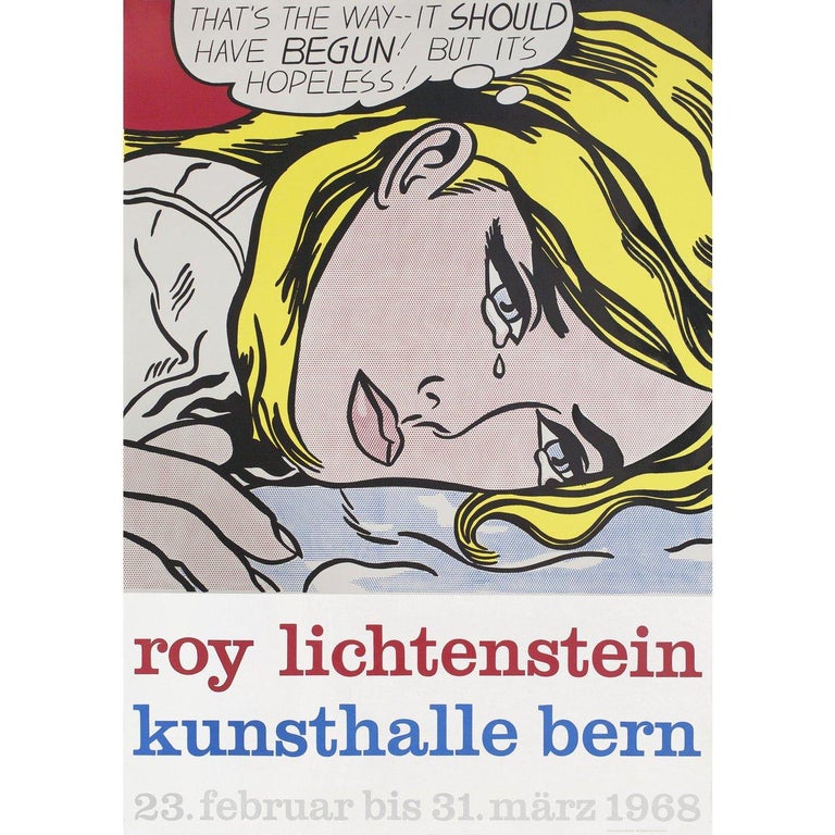 Original 1968 Swiss poster by Roy Lichtenstein for the exhibition Roy Lichtenstein: Kunsthalle Bern. Very Good-Fine condition, rolled. Please note: the size is stated in inches and the actual size can vary by an inch or more.