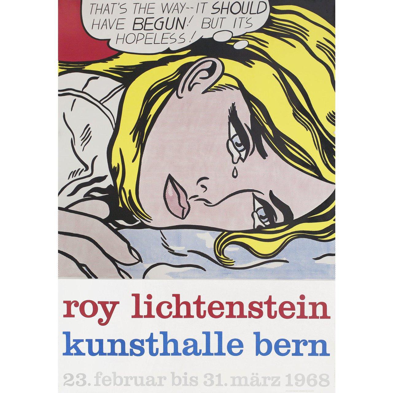 Vintage Pop Art exhibition screen print after Roy Lichtenstein's "Kiss V"  For Sale at 1stDibs