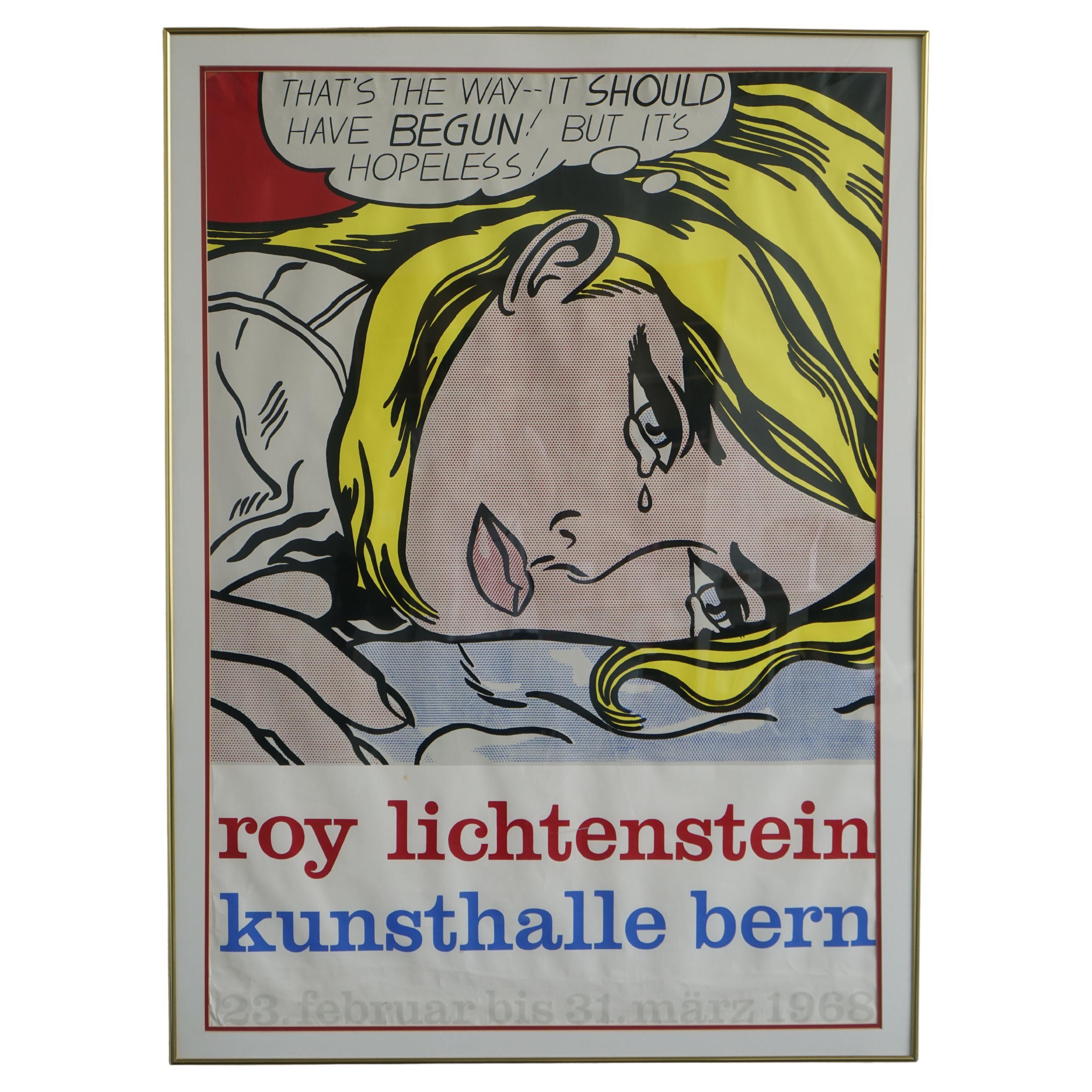 Roy Lichtenstein Kunsthalle Bern Exhibition Poster 1968, with Gold Frame
