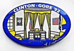 Vintage The Oval Office limited edition political button for Clinton-Gore