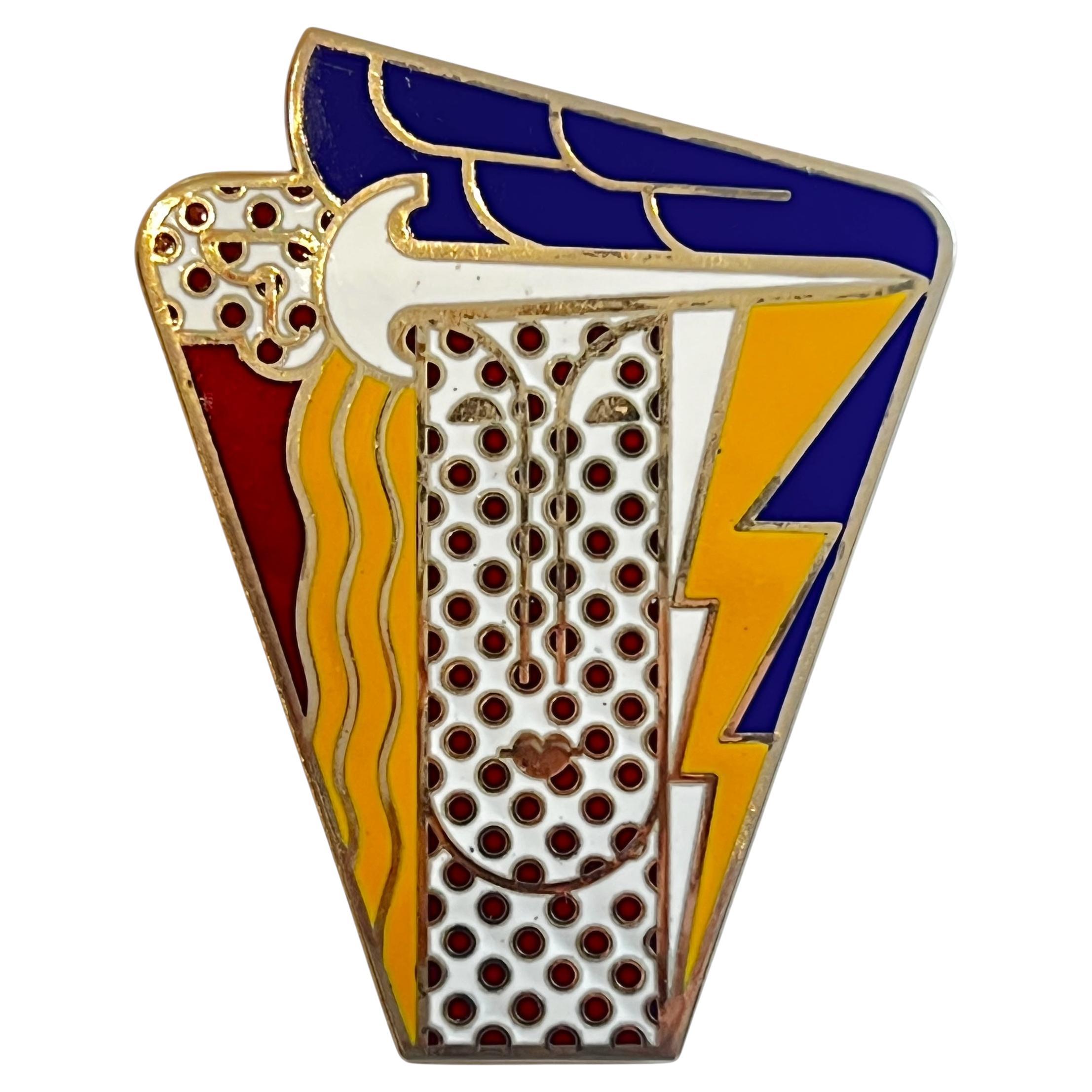 Roy Lichtenstein "Modern Head" Brooch/ Pendant, Sterling & Enamel, 1968