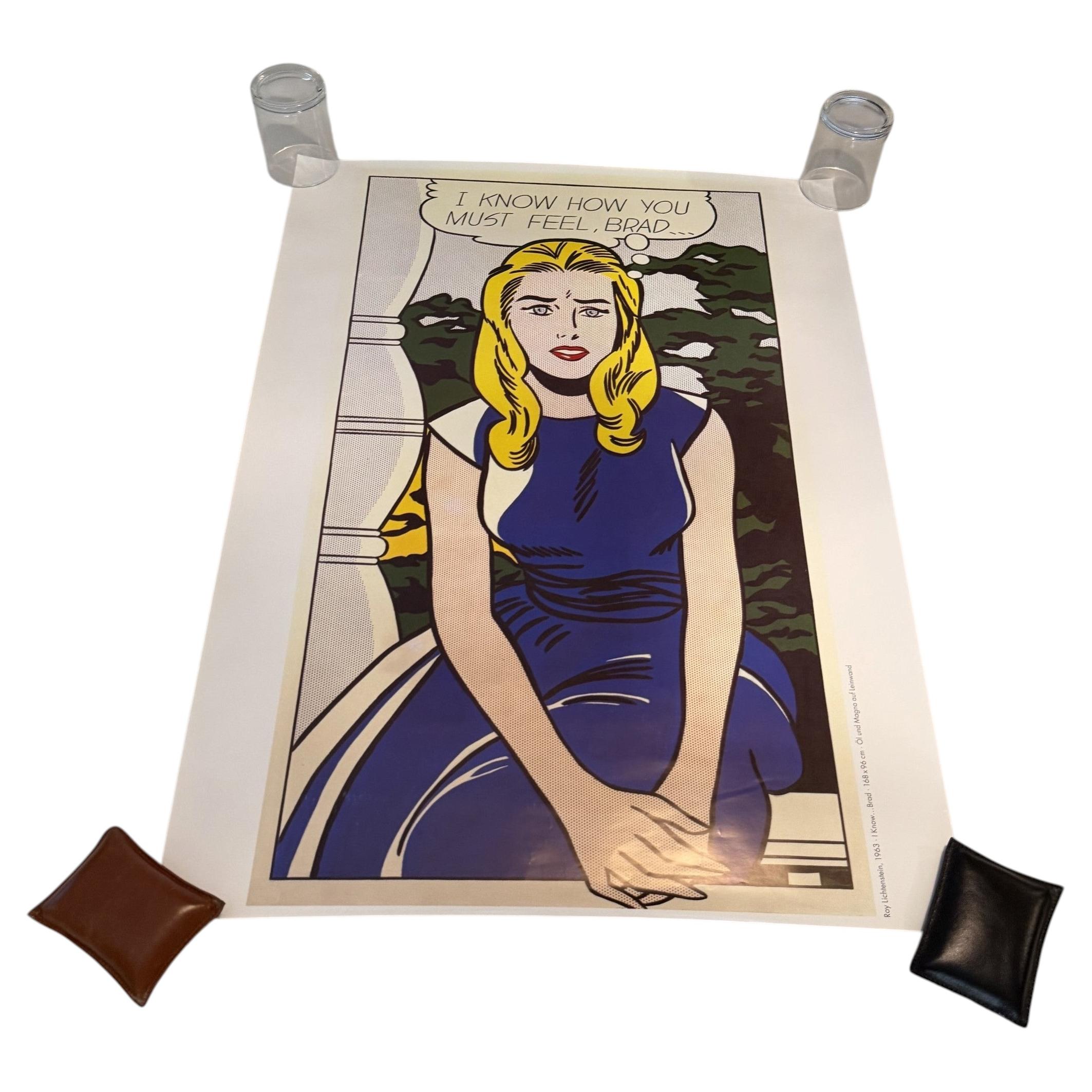 Roy Lichtenstein Modern Pop Art German Poster I Know How You Must Feel Brad For Sale
