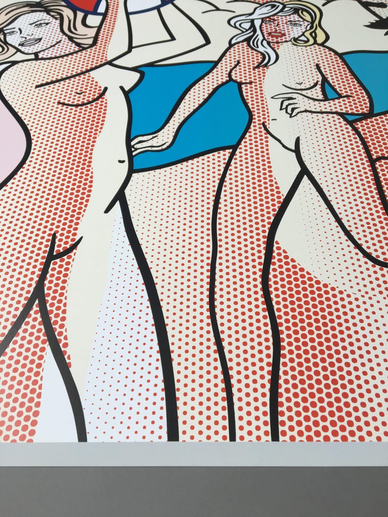 Roy Lichtenstein 'Nudes with Beach Ball' Rare Original 1994 Poster Print In Excellent Condition For Sale In Frederiksberg, Copenhagen
