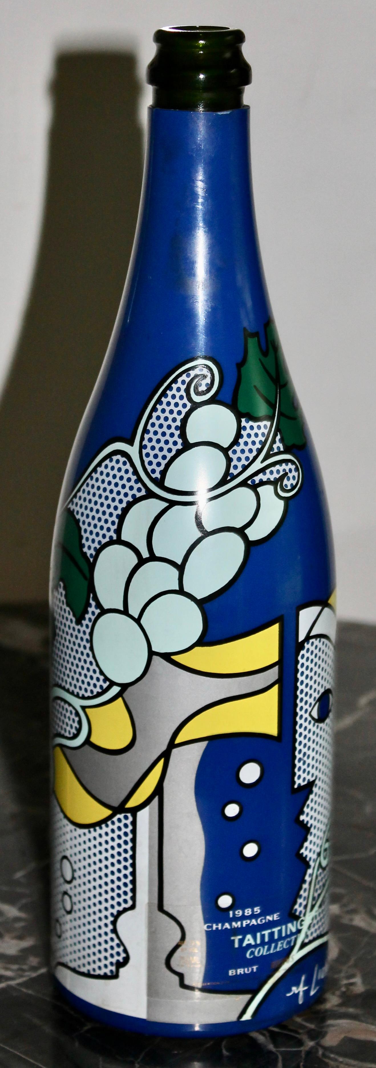 Glass Roy Lichtenstein Pop Art Taittinger Bottle 1985 For Sale