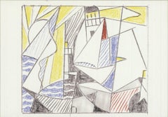 1974 After Roy Lichtenstein 'Sailboats' Pop Art Offset Lithograph