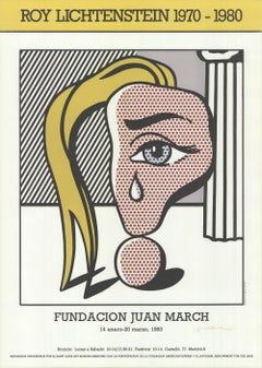 1983 Roy Lichtenstein 'Girl with Tear III' White, Pink Offset Lithograph