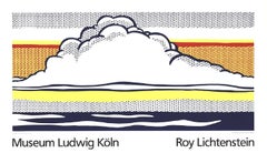 1989 After Roy Lichtenstein 'Cloud And Sea' Pop Art White, Yellow, Orange, Gray