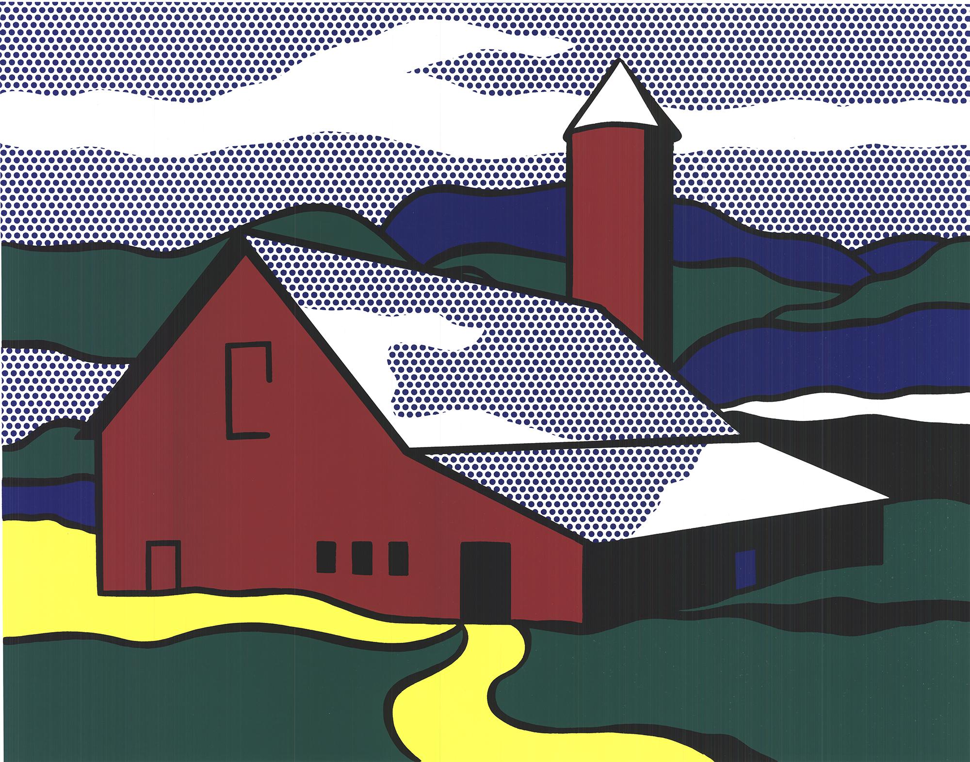 1989 After Roy Lichtenstein 'Red Barn II (Lg)' Pop Art Green, Red, Yellow, Blue 1