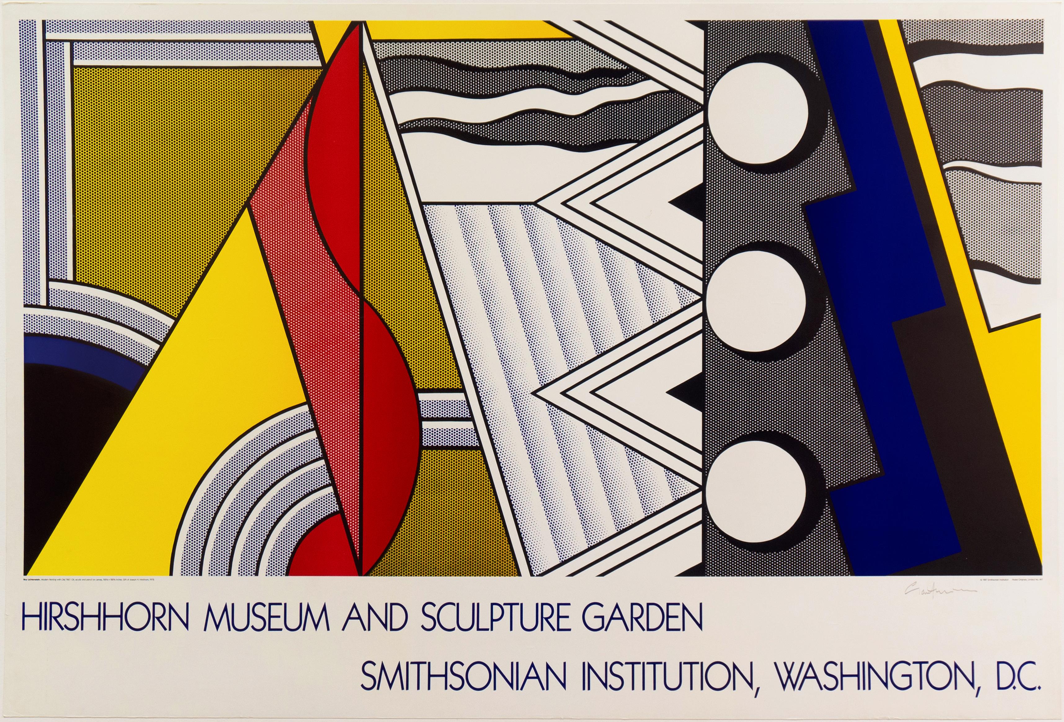 Roy Lichtenstein Abstract Print - 'Abstract', Signed Pop Art Exhibition Poster, Guggenheim, Venice Biennale, Clef
