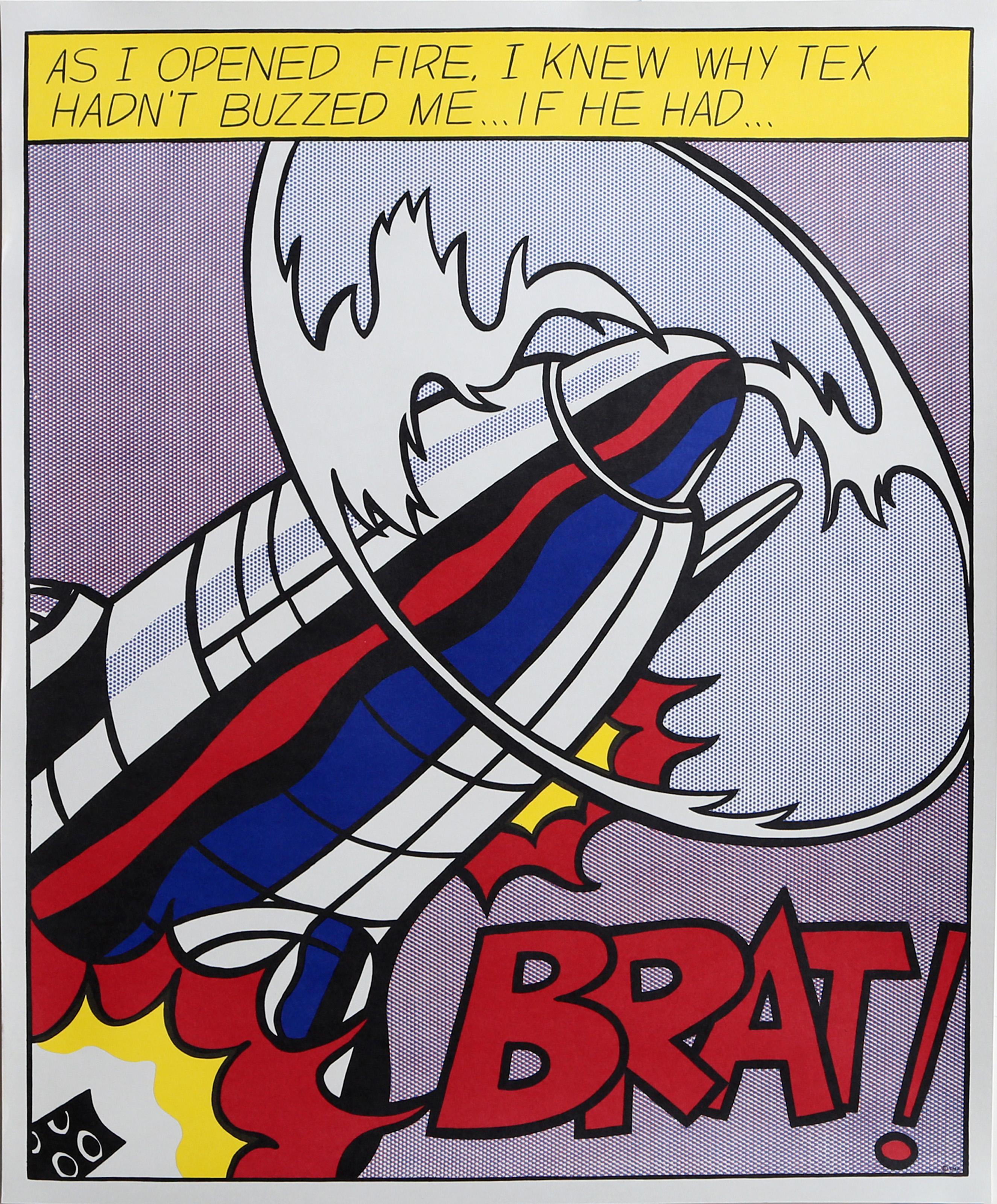 Mientras abría fuego, Pop Art Tres carteles litografía offset de Roy Lichtenstein en venta 2