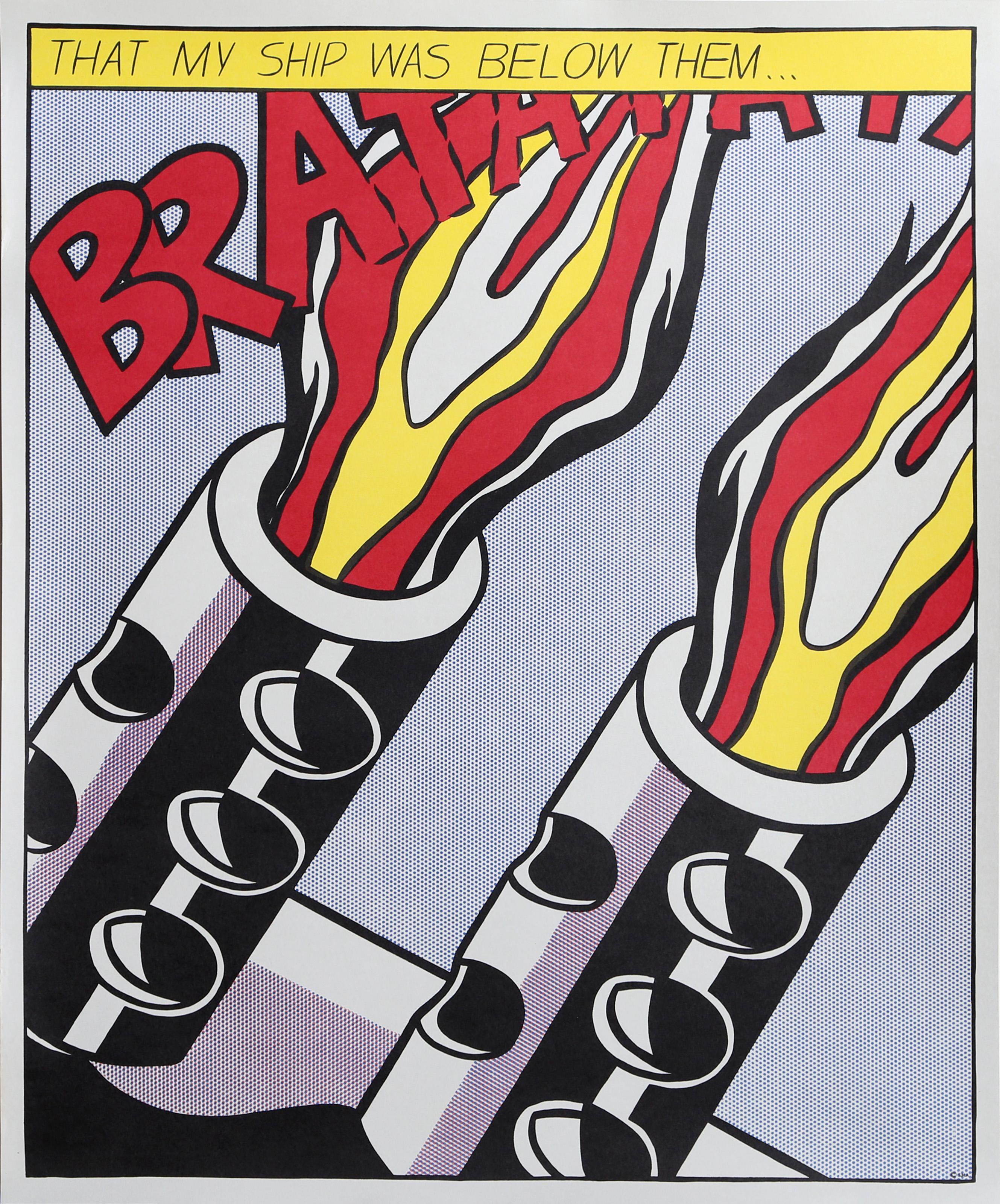 Mientras abría fuego, Pop Art Tres carteles litografía offset de Roy Lichtenstein en venta 8