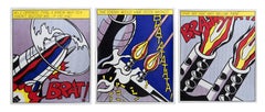 Mientras abría fuego, Pop Art Tres carteles litografía offset de Roy Lichtenstein