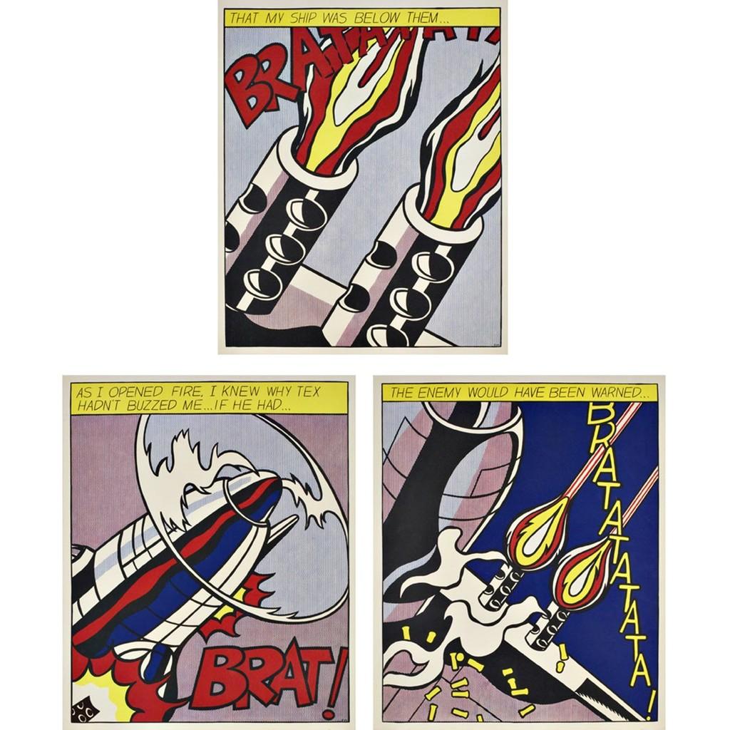 As I Opened Fire Triptych (Corlett App.5) - suite of three individual prints - Print by Roy Lichtenstein