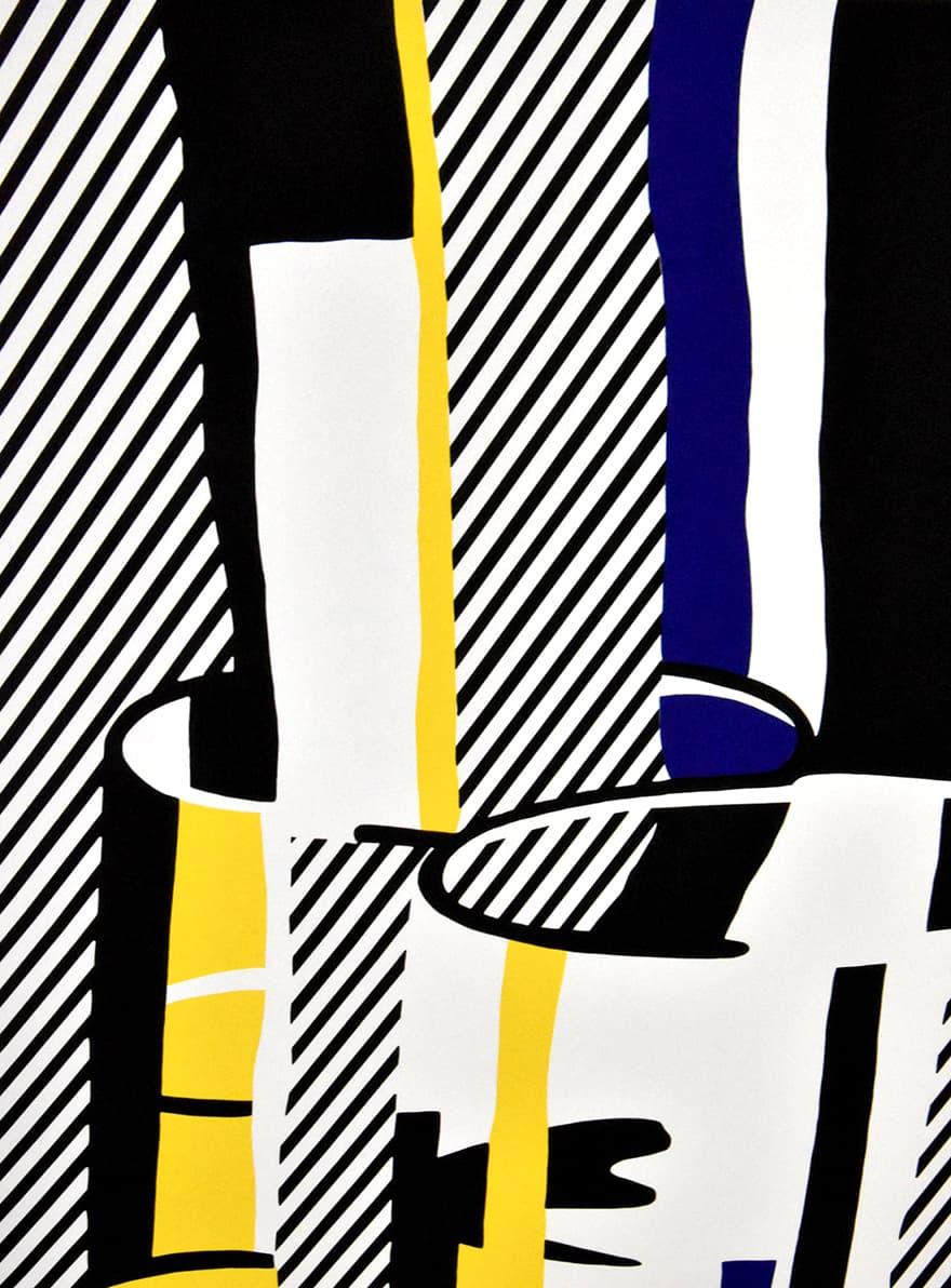 Roy Lichtenstein Ante el espejo, de Espejo de la mente, 1975, resume conmovedoramente la capacidad del artista para relacionarse con símbolos referenciales de la cultura pop, a la vez que entrelaza prácticas artísticas históricas para desarrollar un