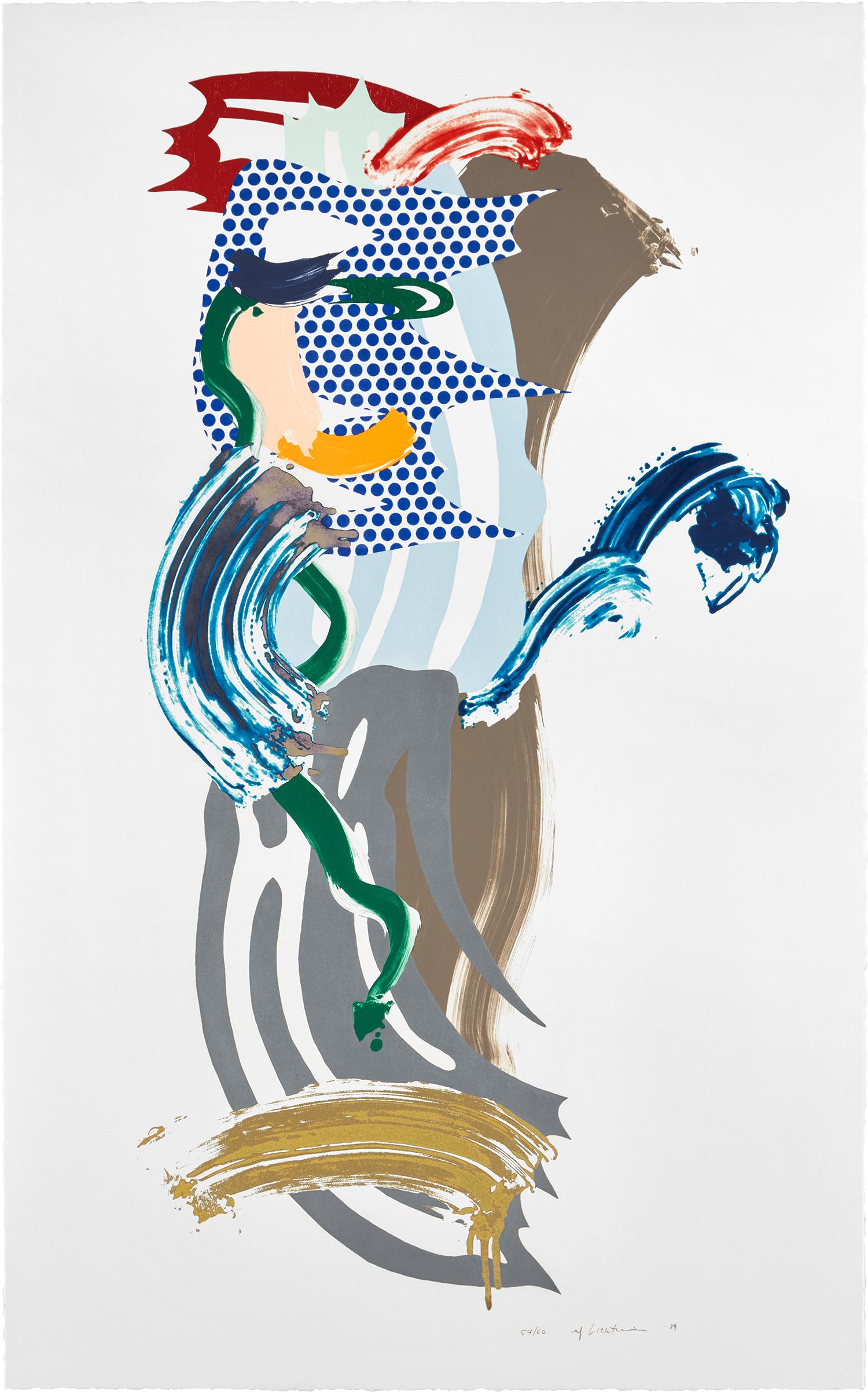 Abstract Print Roy Lichtenstein - Face bleue de la série Brushstroke Figures 