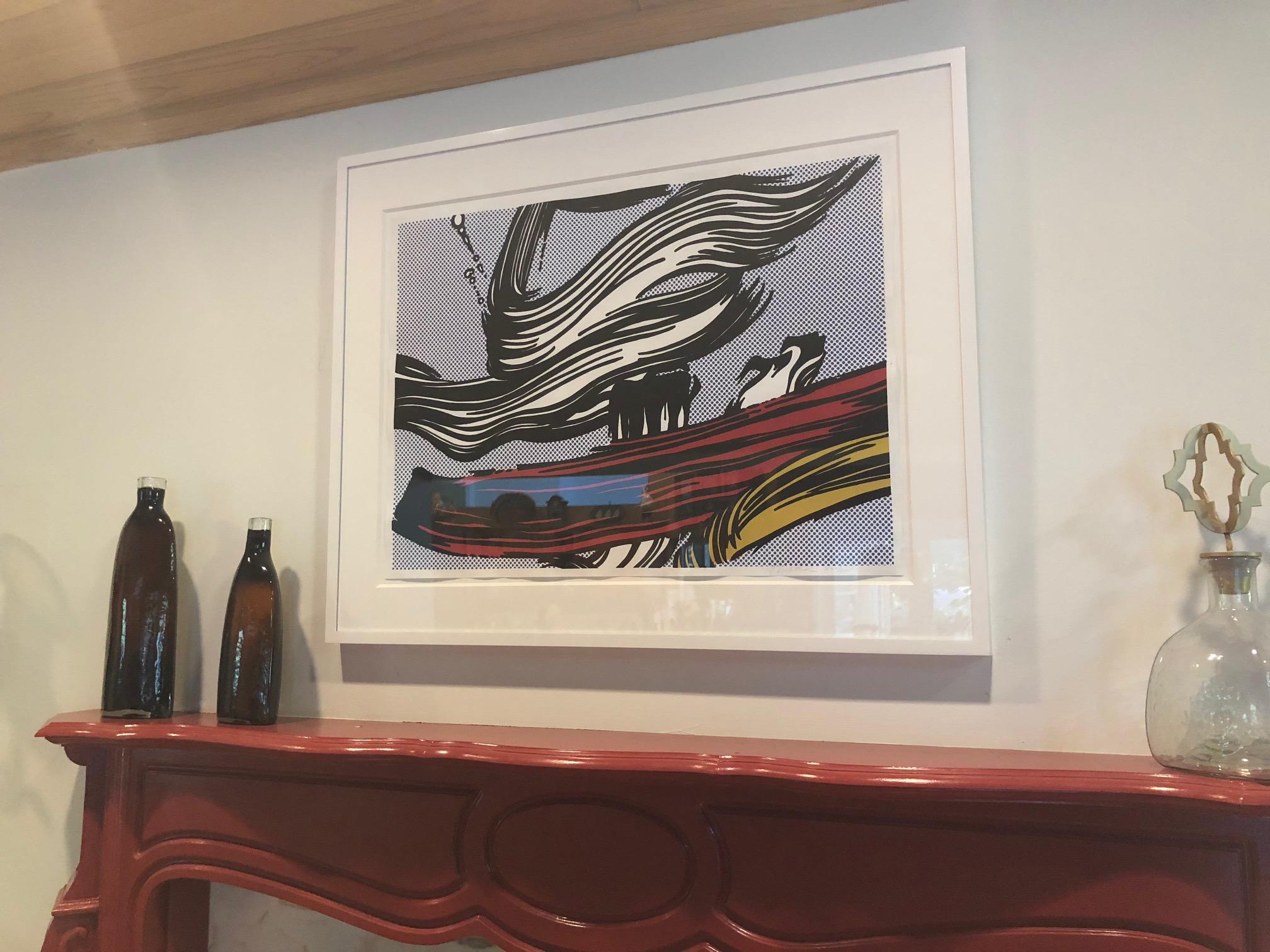 Hand signed rf Lichtenstein in pencil and numbered. Published by Leo Castelli Gallery, for the Pasadena Art Museum, California. The Prints of Roy Lichtenstein A Catalogue Raisonne 1948-1997 Corlett 45.  Screenprint on off-white wove paper framed in