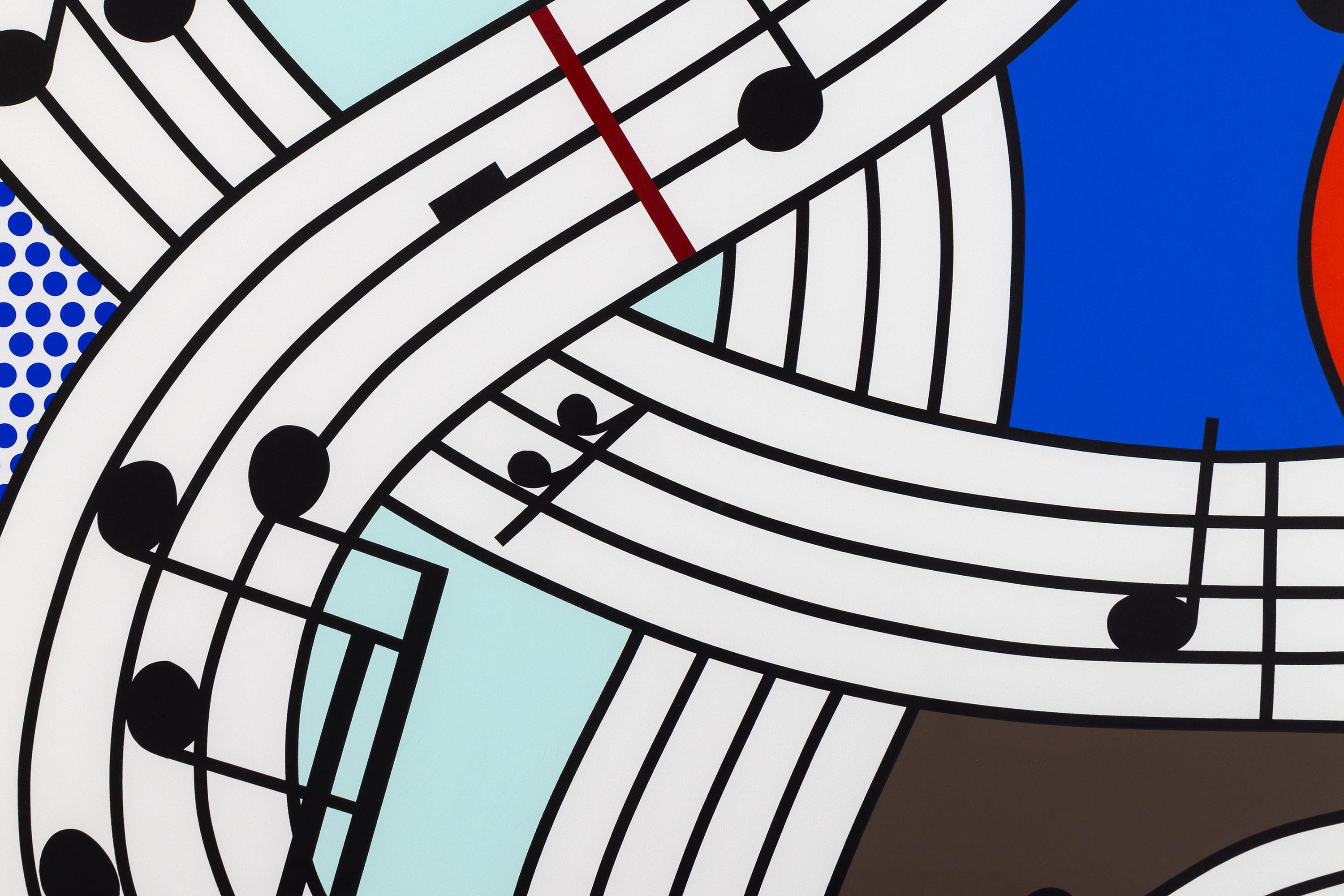 A print by Roy Lichtenstein. “Composition I” is a screenprint in a palette of bright colors by American pop artist, Roy Lichtenstein. The edition is 15/50. The artwork is signed in pencil, lower right, 