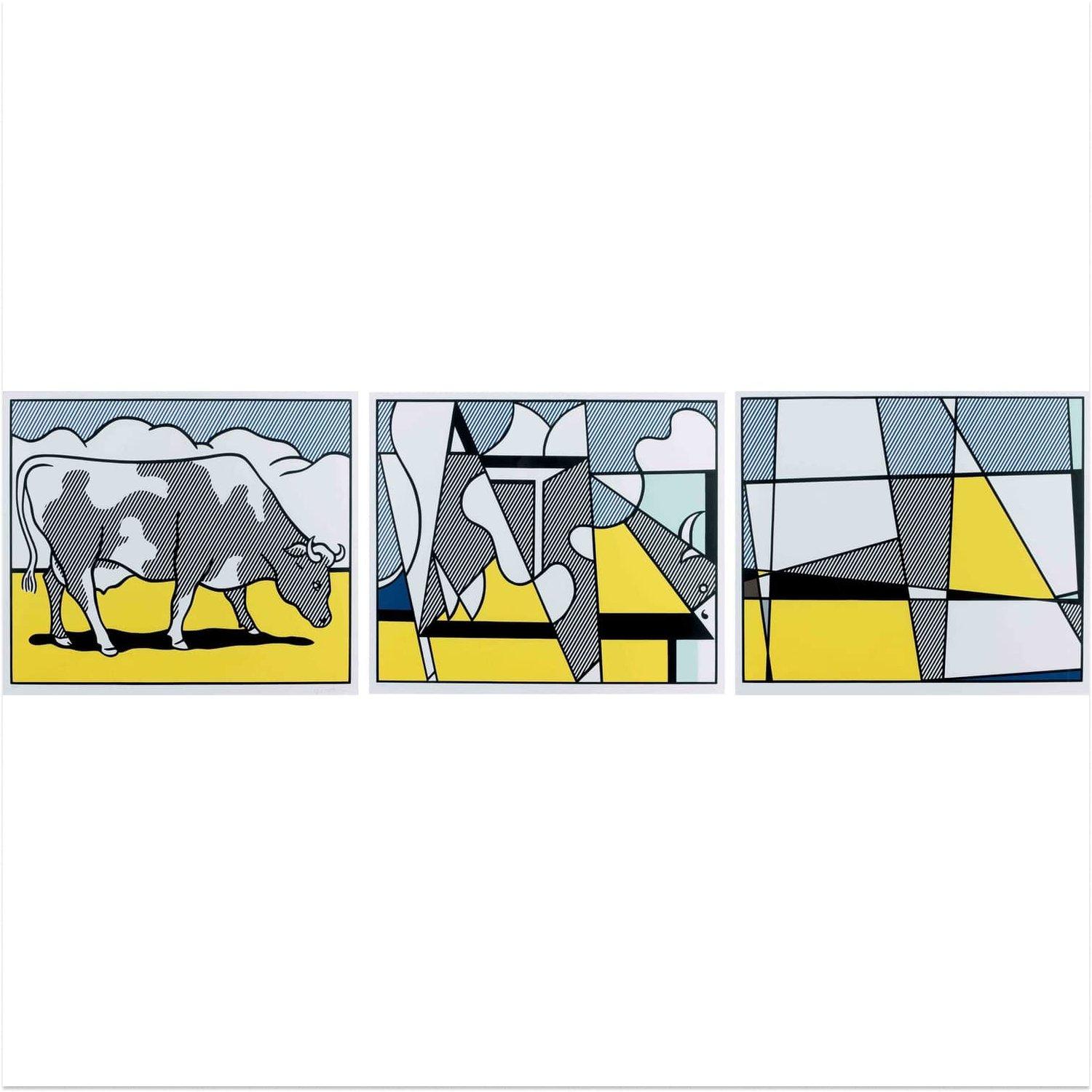 Cow Going Abstract by Roy Lichtenstein (after) For Sale 3