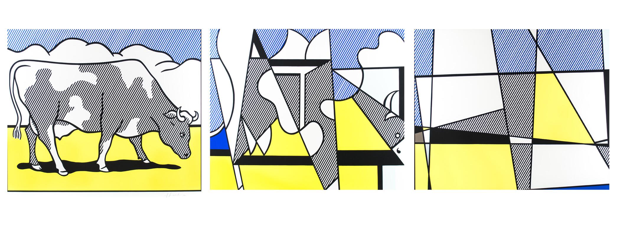 Roy Lichtenstein Abstract Print - Cow Going Abstract (Triptych)