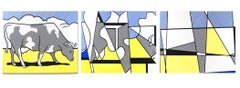 Retro Cow Going Abstract (Triptych)