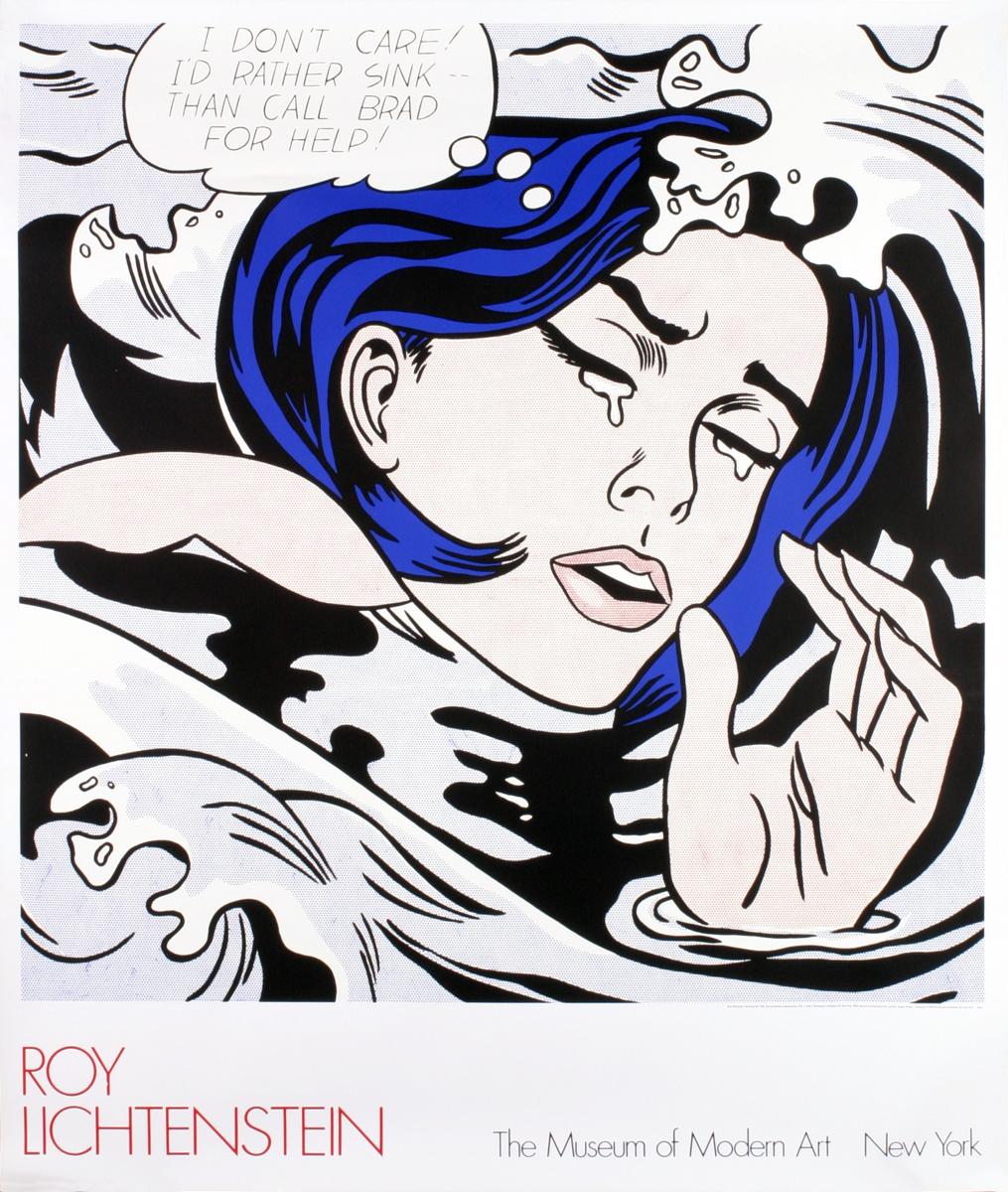 Roy Lichtenstein Portrait Print - Drowning Girl