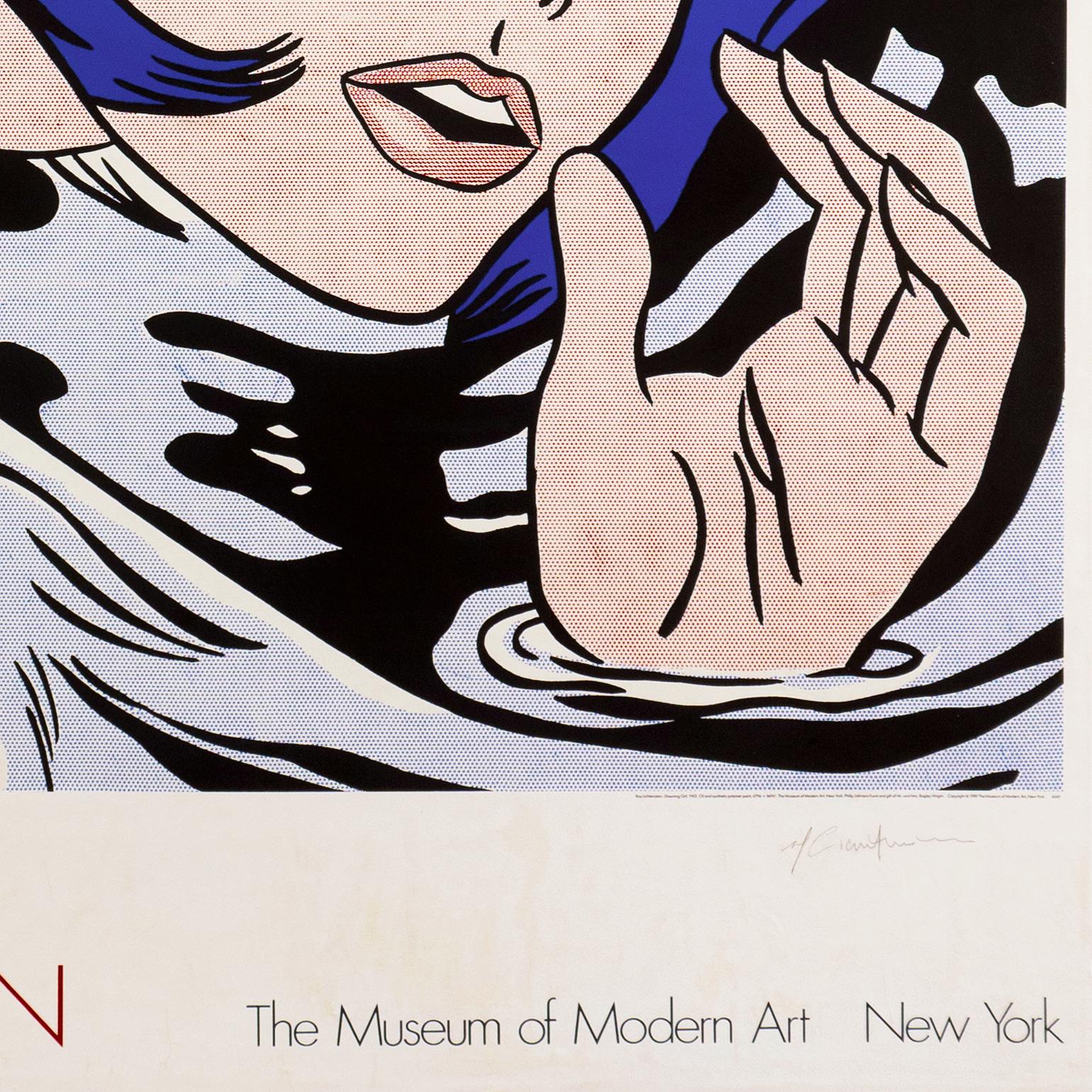 'Drowning Girl', Large, Artist Signed, NYMoMA Pop Art Exhibition Poster For Sale 1