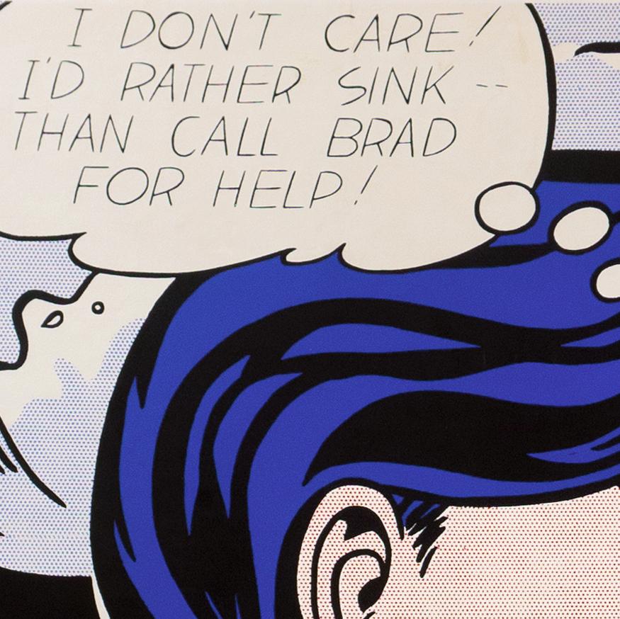 'Drowning Girl', Large, Artist Signed, NYMoMA Pop Art Exhibition Poster For Sale 2