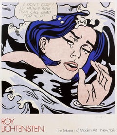 'Drowning Girl', Large, Artist Signed, NYMoMA Pop Art Exhibition Poster