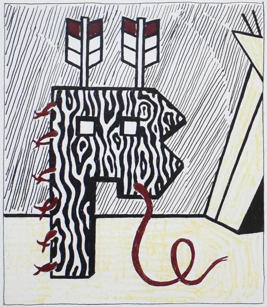 Roy Lichtenstein Abstract Print - Figure with Teepee