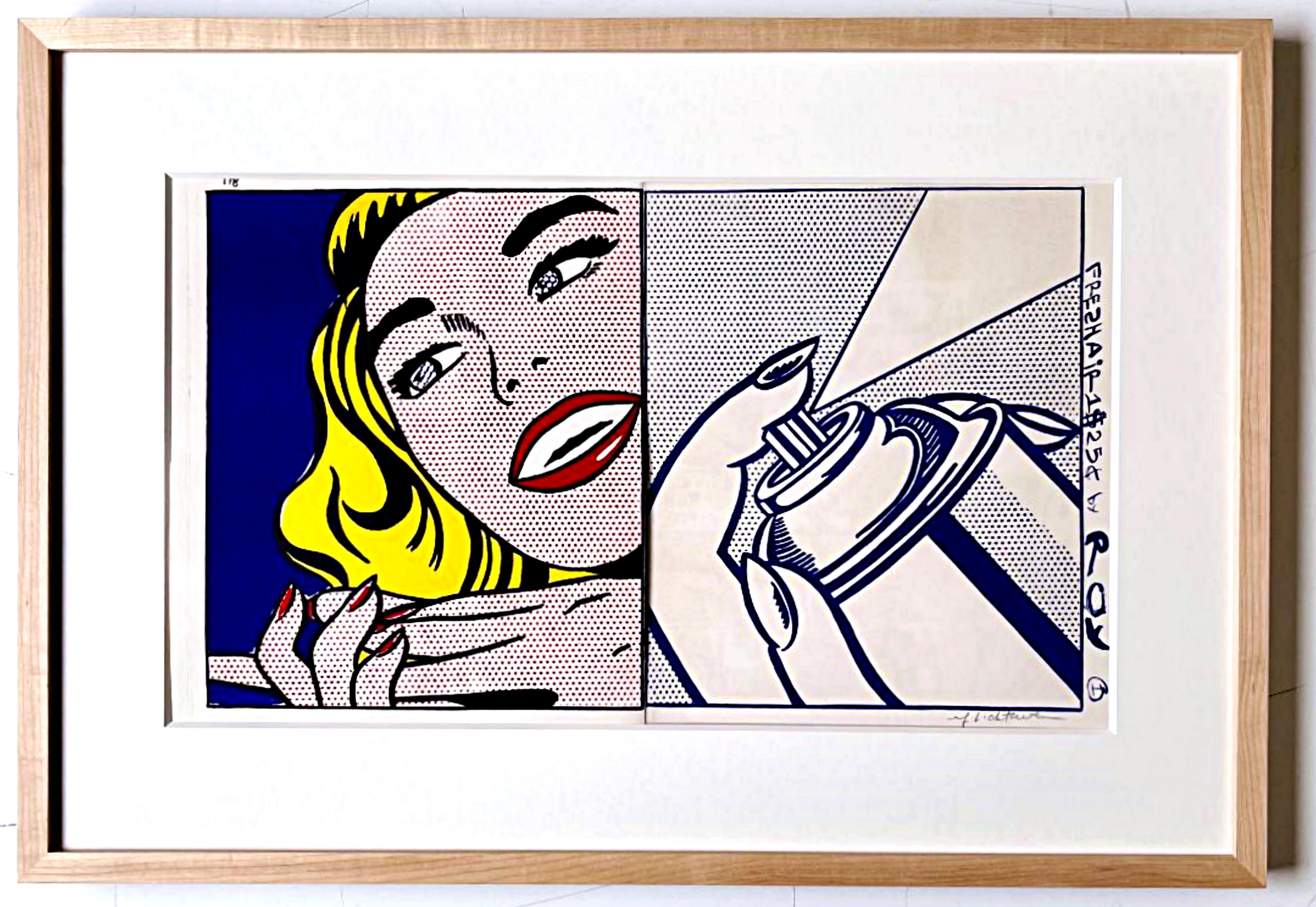 Girl With Spraycan, édition de luxe signée à la main de 1 Cent Life Portfolio, 85/100 - Print de Roy Lichtenstein