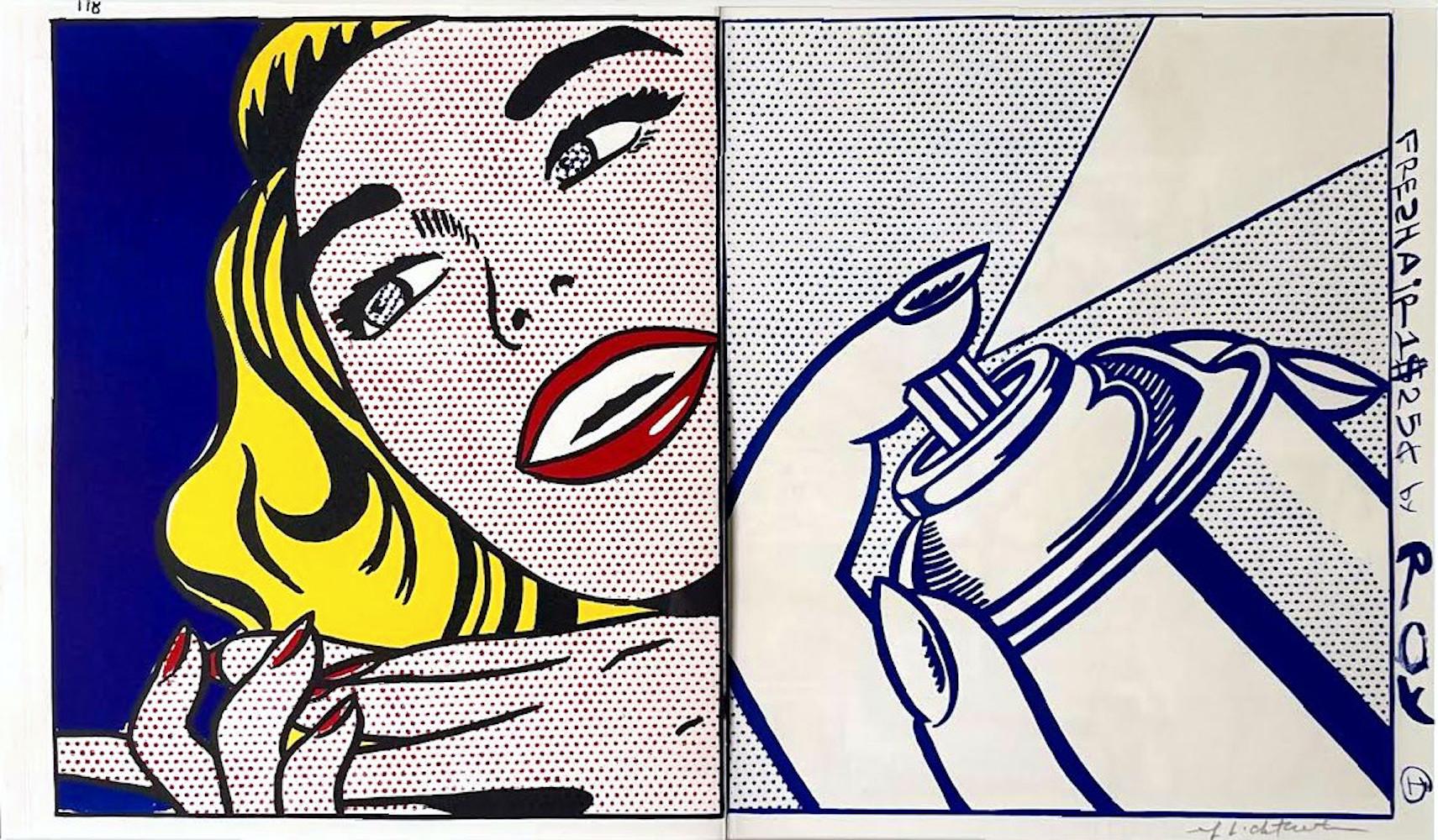 Girl With Spray Can, Hand Signed lithograph Ed. 85/100, 1960s Framed - Print by Roy Lichtenstein