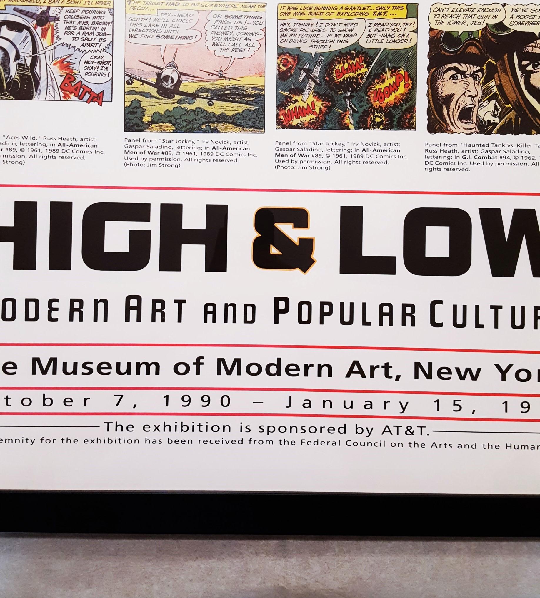 An original offset-lithograph, exhibition poster on heavy smooth wove paper after American artist Roy Lichtenstein (1923-1997) titled “High & Low. Modern Art and Popular Culture (MoMA)”, 1990. Edition size unknown, presumed small. Printer unknown,