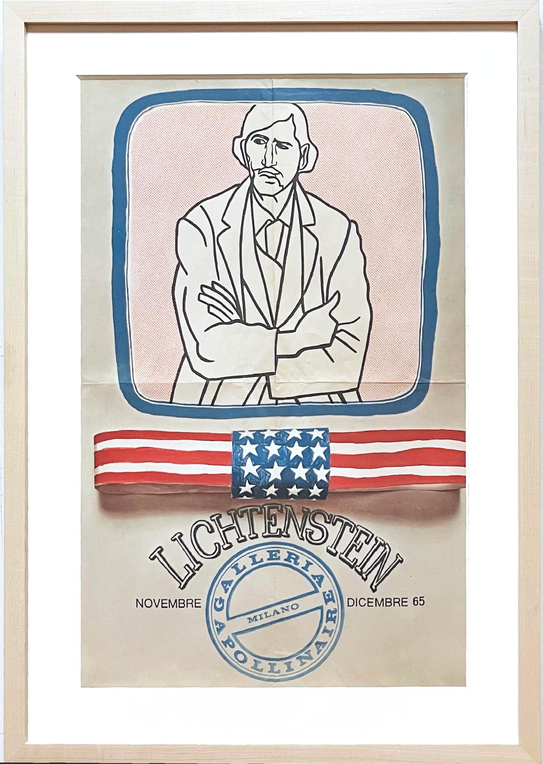 Roy Lichtenstein Abstract Print - Historic 1960s exhibition invitation for Galleria Apollinaire