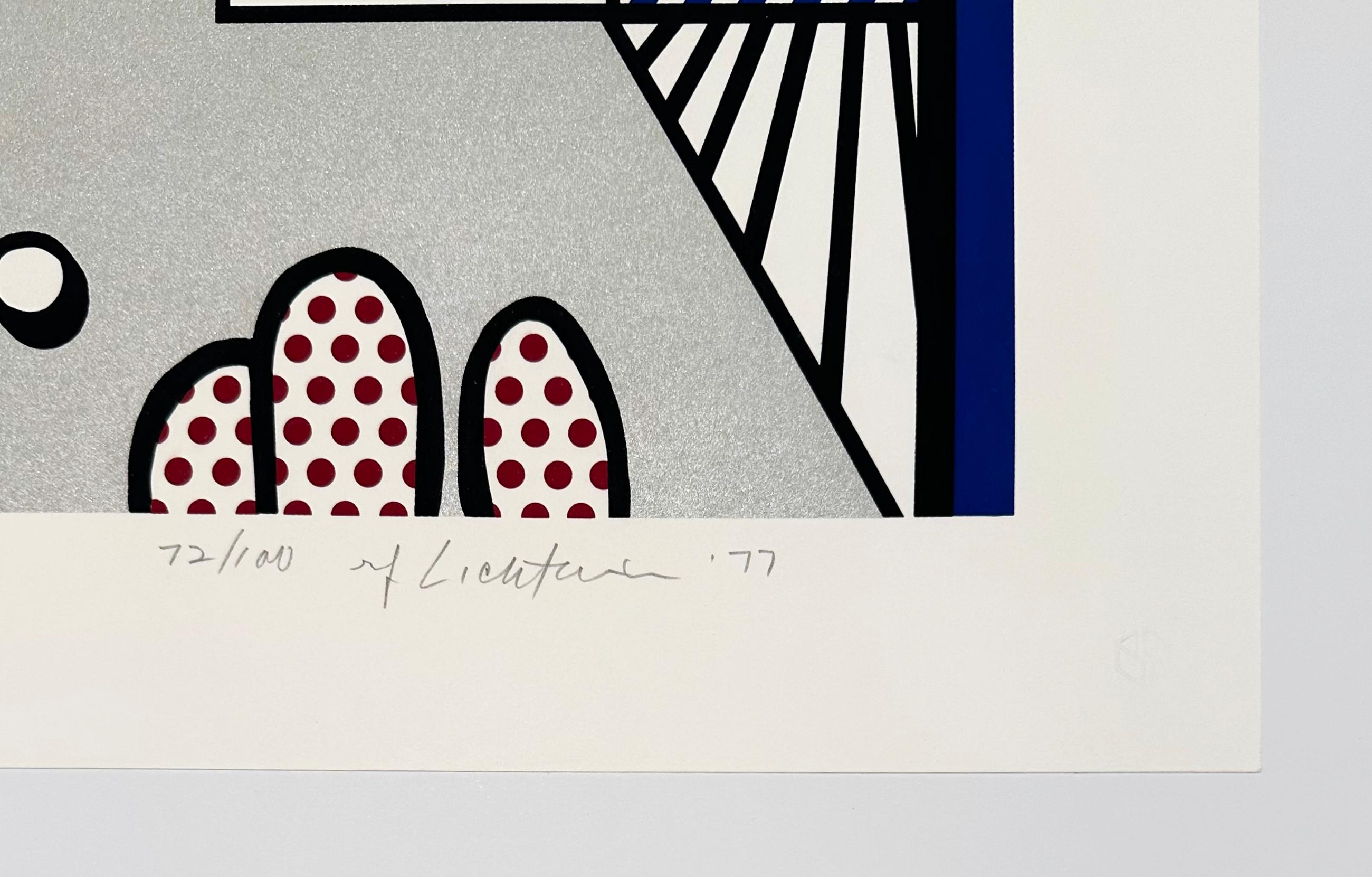 Artist: Roy Lichtenstein
Title: Inaugural Print
Medium: Screenprint on Arches 88 paper
Portfolio: Inaugural Impressions
Date: 1977
Edition: 72/100
Frame Size: 27 3/4