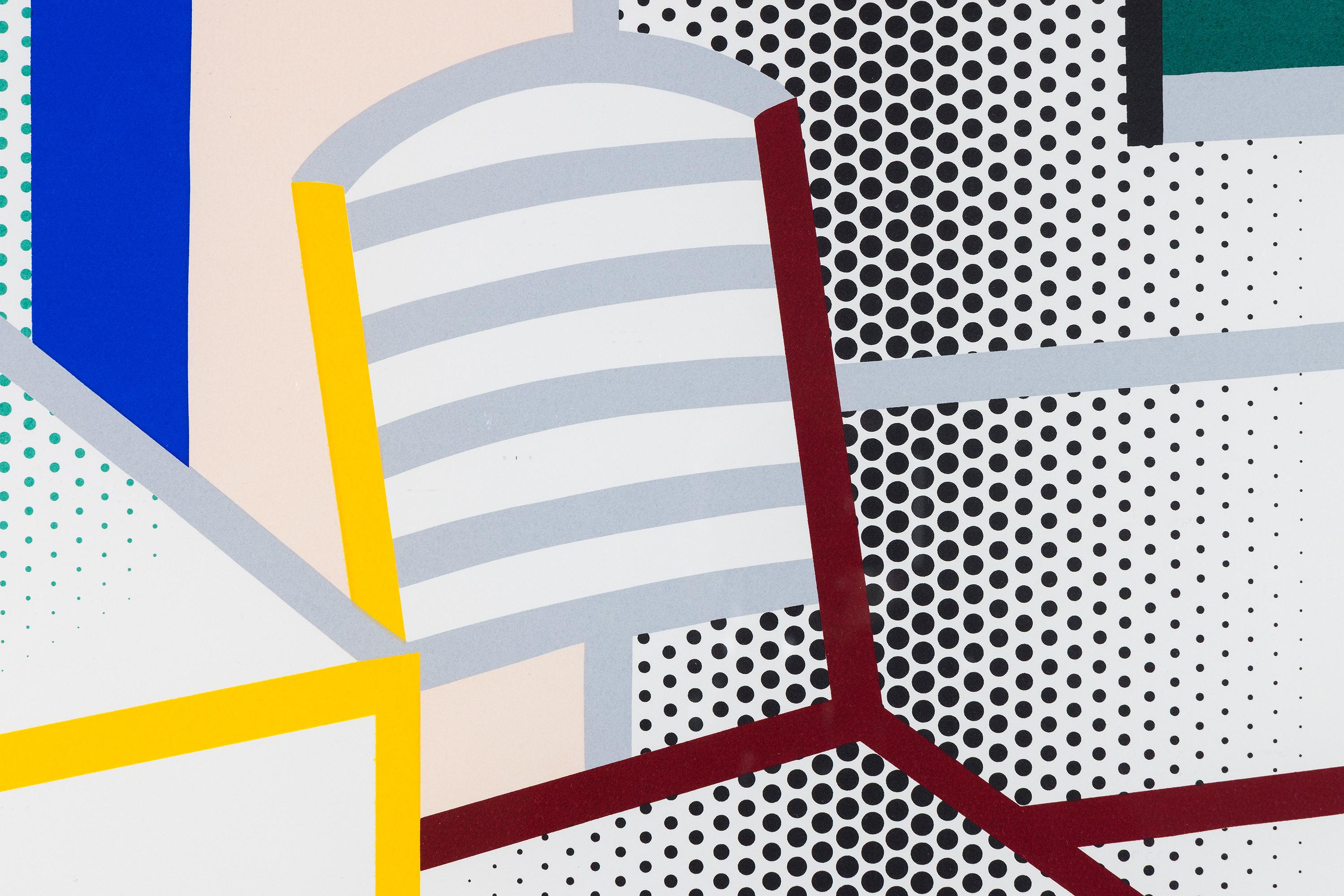 Interior with Chair, from the Leo Castelli 90th Birthday Portfolio - Beige Interior Print par Roy Lichtenstein
