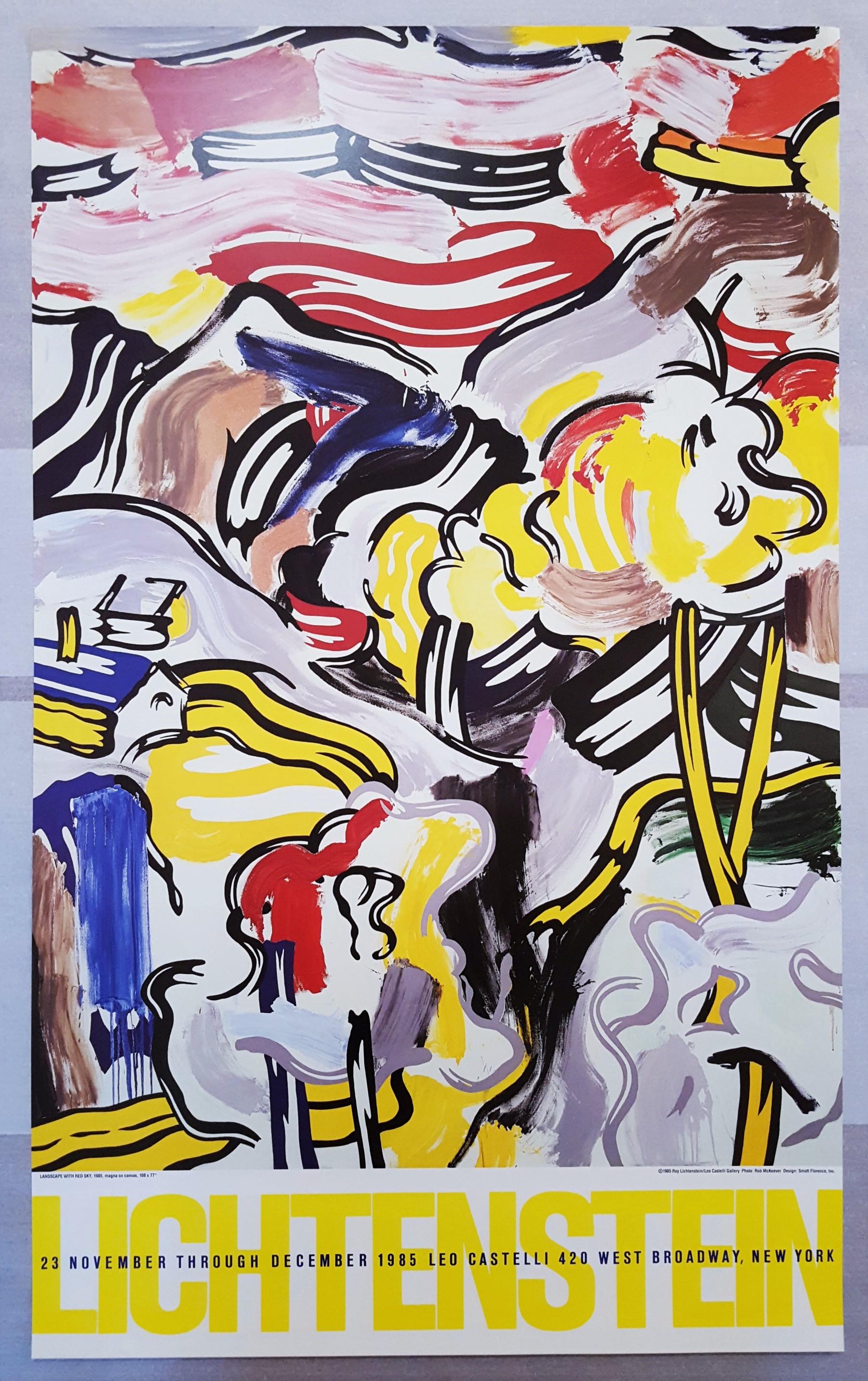Leo Castelli Gallery (Landscape with Red Sky) Poster /// Roy Lichtenstein Pop en vente 1