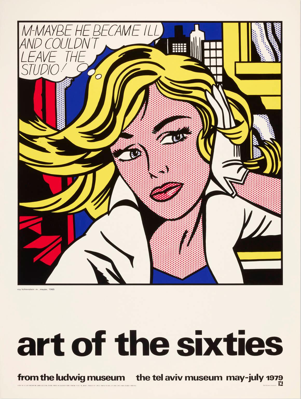 M-Maybe, aus Kunst der Sechzigerjahre
Roy Lichtenstein, Amerikaner (1923-1997)
Datum: 1979 (nach einem Gemälde von 1965)
Siebdruck-Poster
Bildgröße: 34 x 34 Zoll
Größe: 55 Zoll x 39 Zoll (139,7 cm x 99,06 cm)