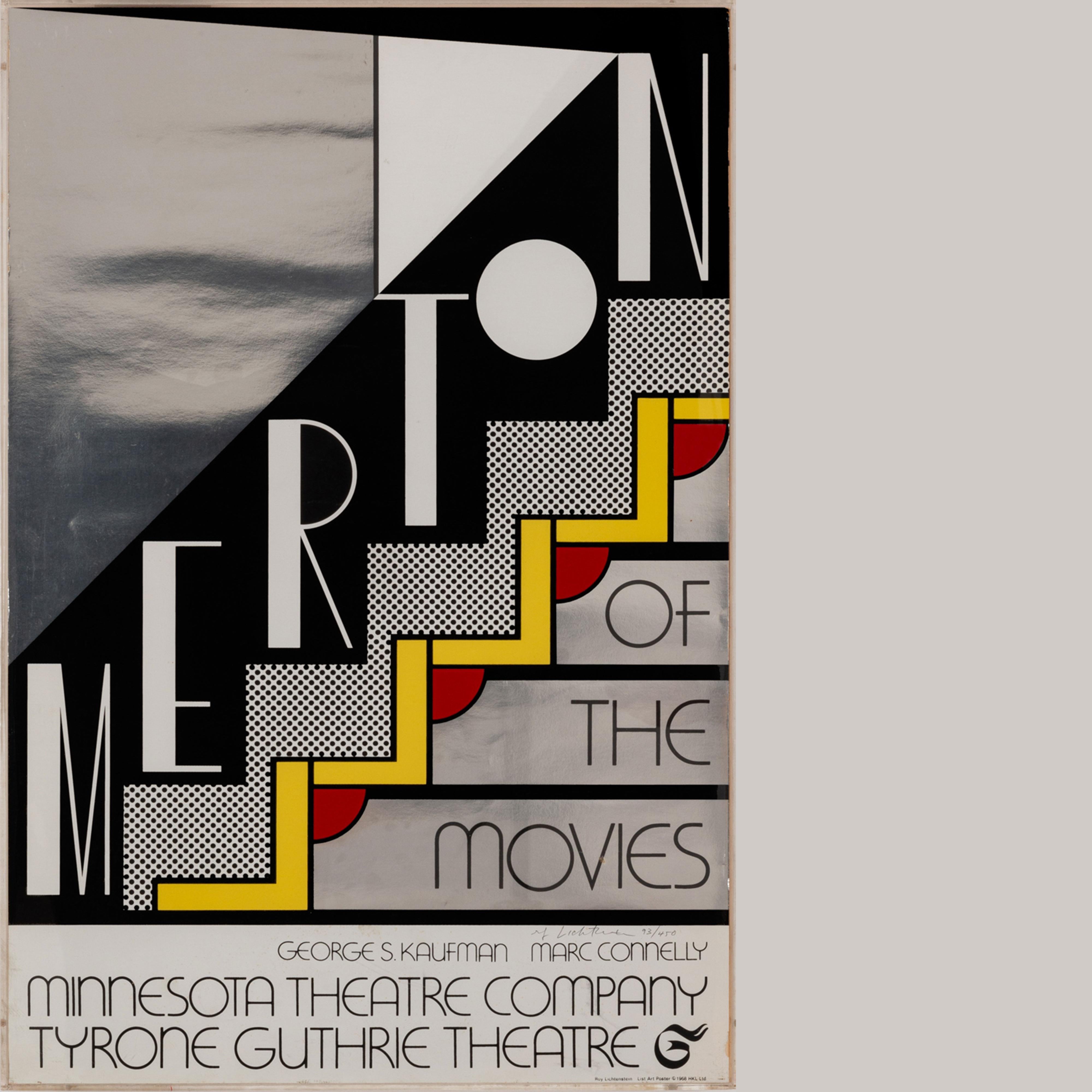 Merton of the movies, 1968 by Roy Lichtenstein.

The work is a Silkscreen on silver paper, 76 × 51 × 0.2 cm, Edition 93/450.

Literature: 

Co-published by Lincoln Center/List Poster and Print Program and H.K.L. Ltd., New York, and Boston.
As the