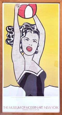 Museum of Modern Art (Girl with Ball) Poster /// Roy Lichtenstein Pop Art Woman