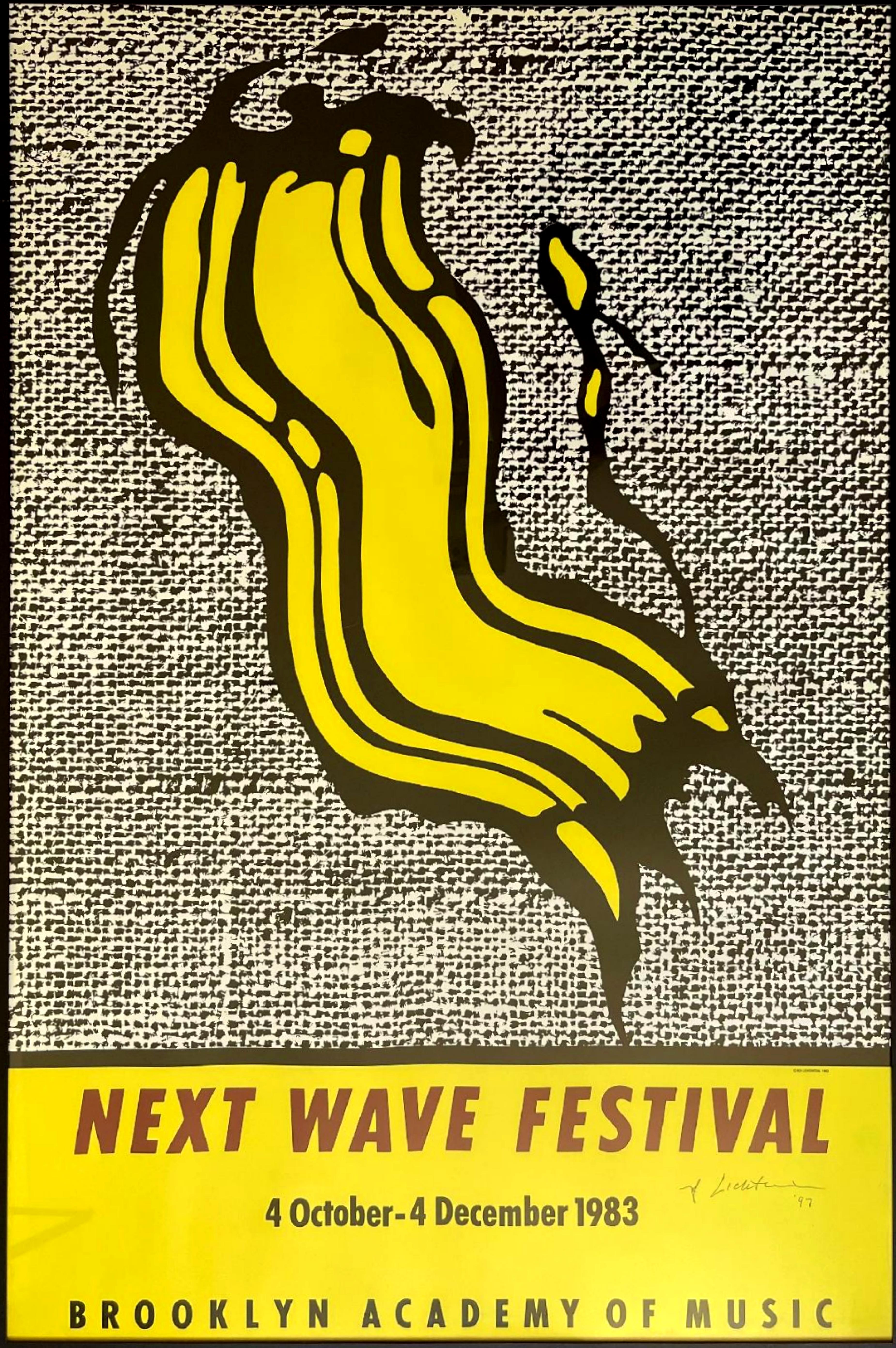 Roy Lichtenstein
Next Wave Festival Poster (handsigniert und datiert), 1983
Offsetlithographie (handsigniert und datiert 1997 von Roy Lichtenstein)
Signiert und datiert '97 in schwarzer Tinte auf der Vorderseite
Herausgegeben von Next Wave