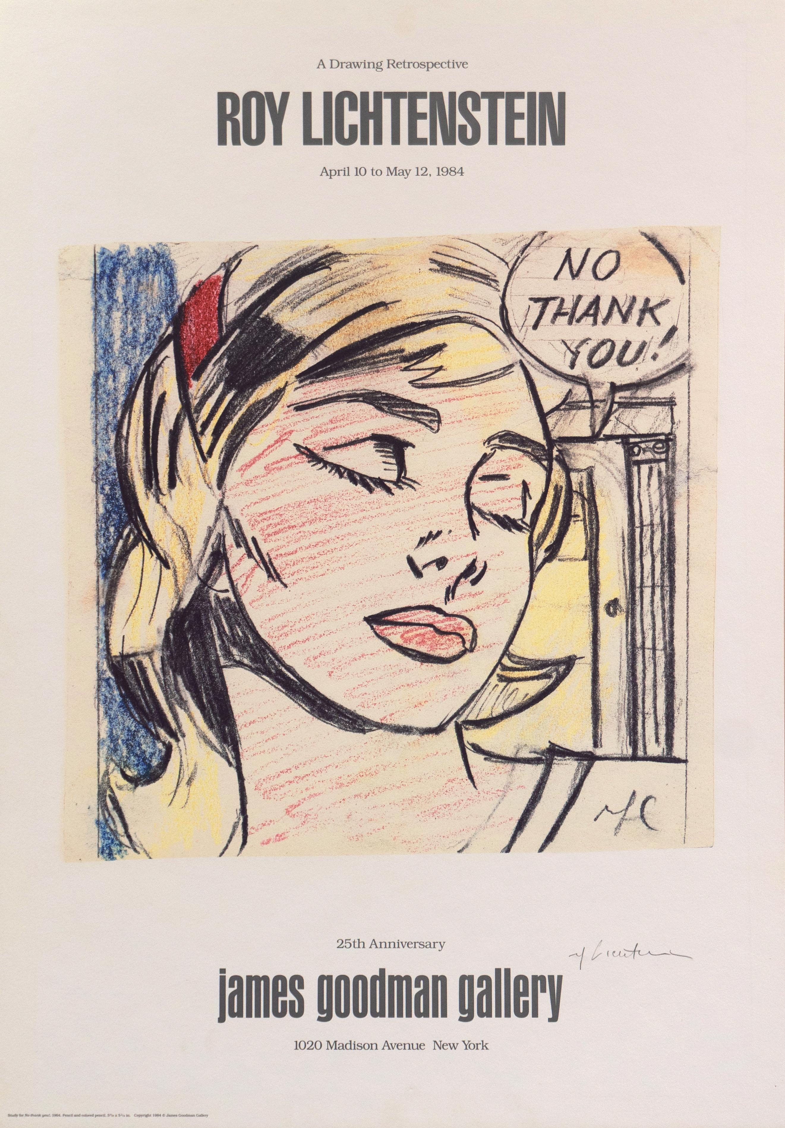 Figurative Print de Roy Lichtenstein - 'No Thank You!', Signed Pop Art Exhibition Poster, Guggenheim, Venice Biennale