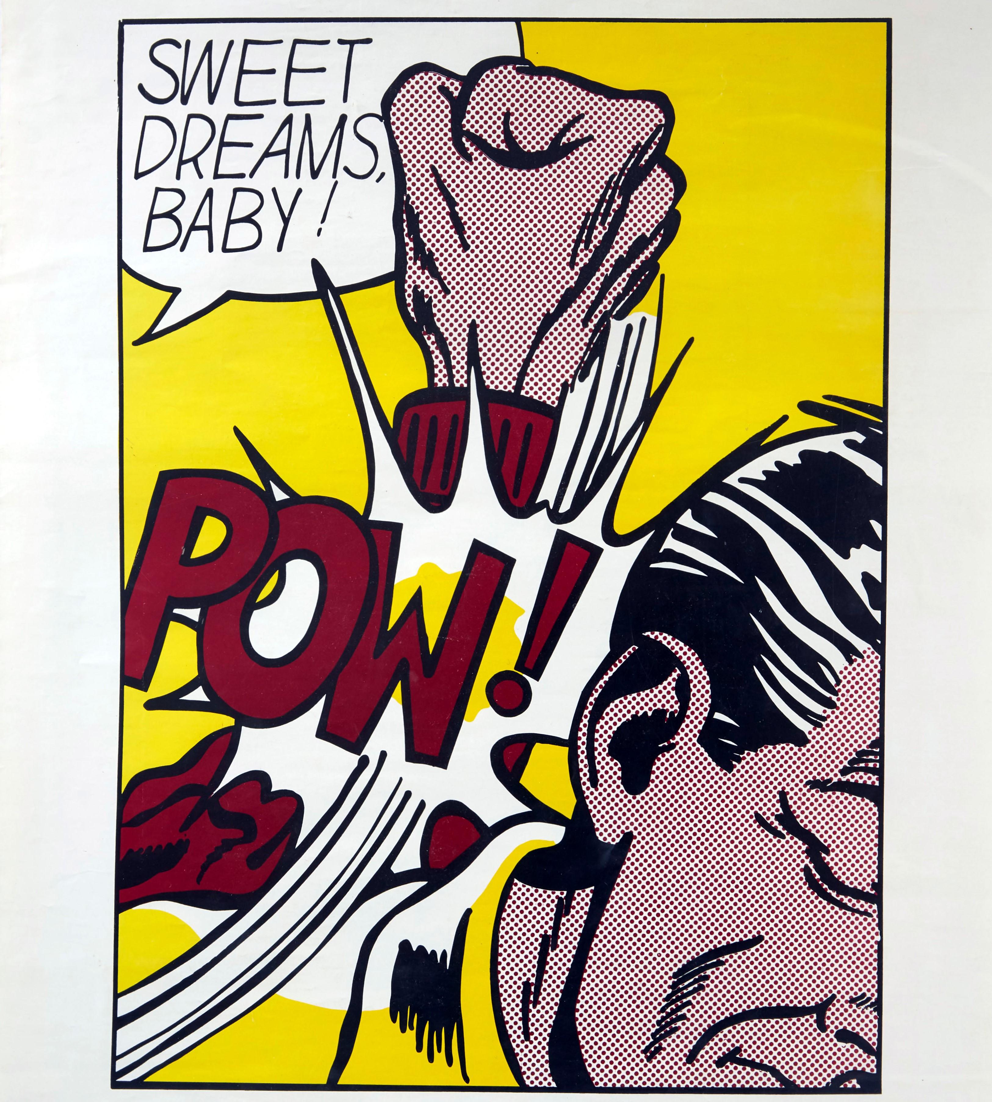 Original Vintage Poster The New Image Pop Art Exhibition Sweet Dreams Baby Pow! - Print by Roy Lichtenstein