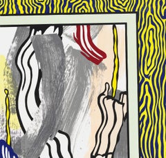 Painting on Blue and Yellow Wall, Pop Art Woodcut Print, 1980s