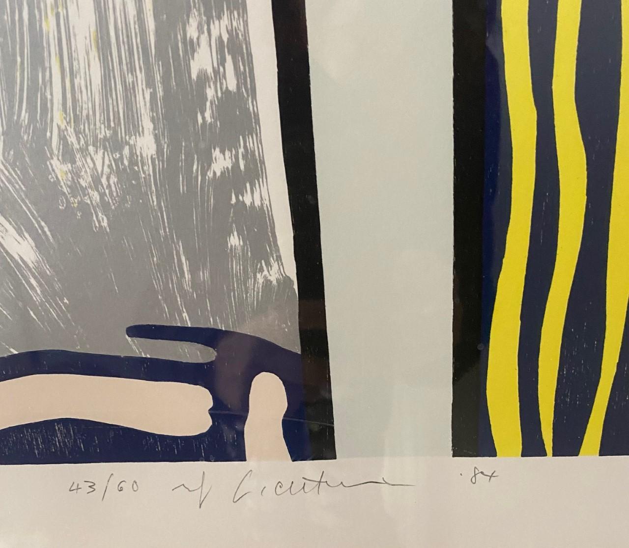 Peinture sur mur bleu et jaune  - Gris Abstract Print par Roy Lichtenstein