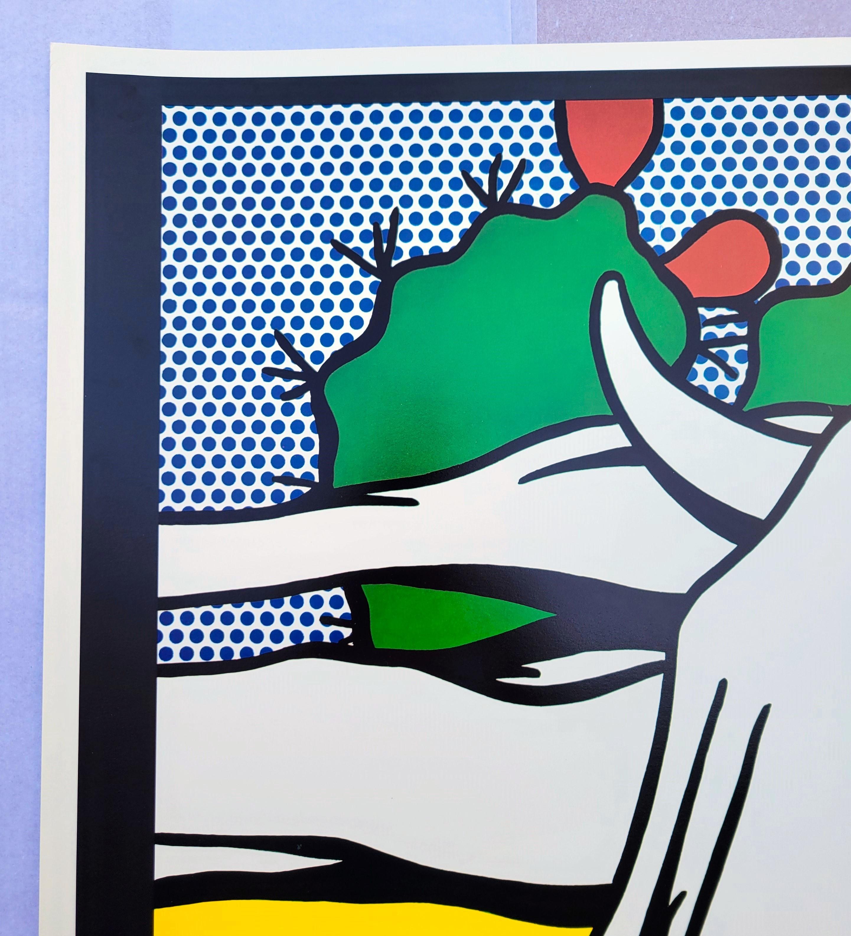 Palm Springs Desert Museum (Natura morta con teschio di longhorn e cactus) Poster - Animal Print Giallo di Roy Lichtenstein