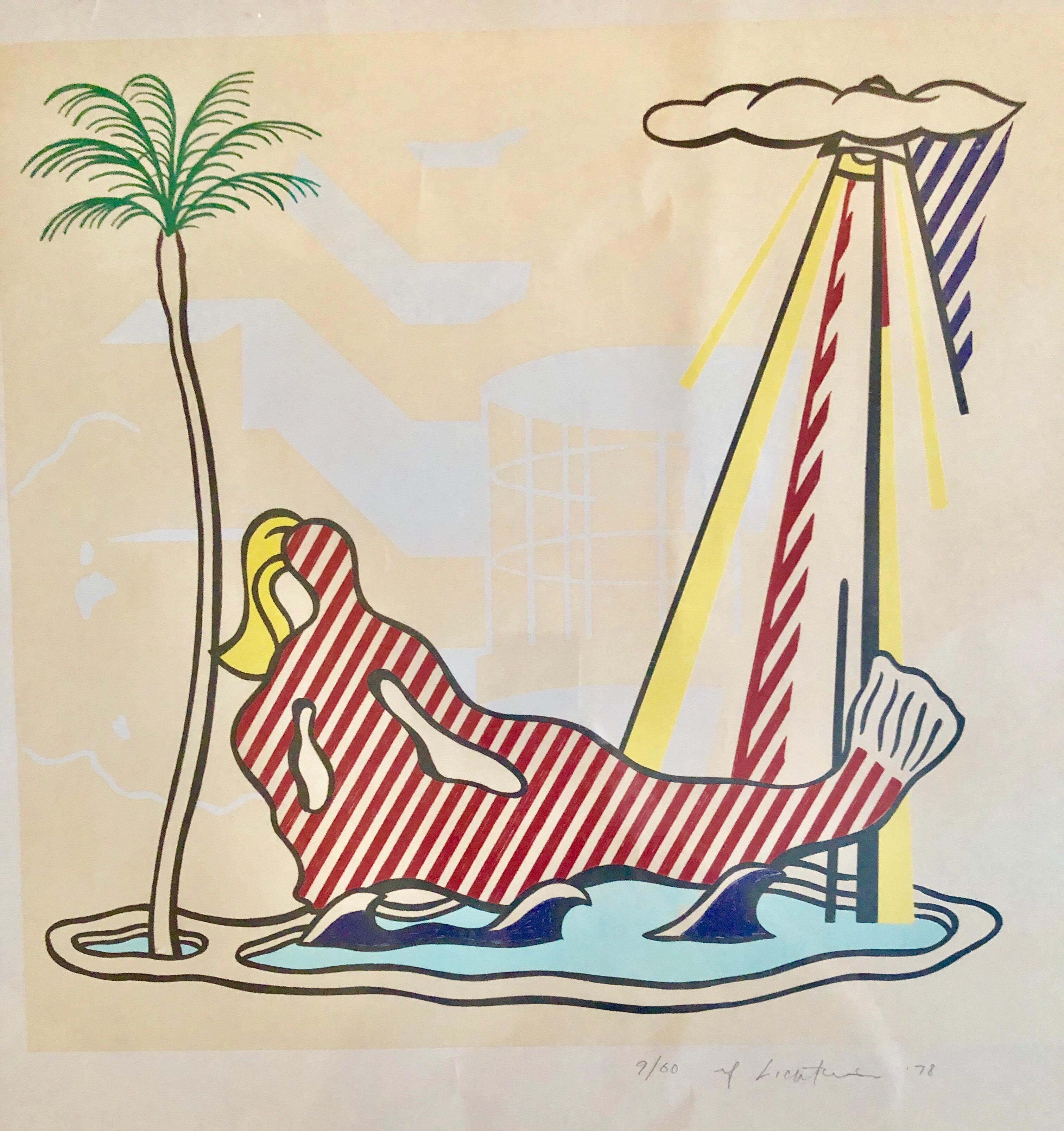 Pop Art Limited Edition Lithograph of Mermaid, Miami Beach Sculpture Signed  1