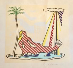 Retro Pop Art Limited Edition Lithograph of Mermaid, Miami Beach Sculpture Signed 