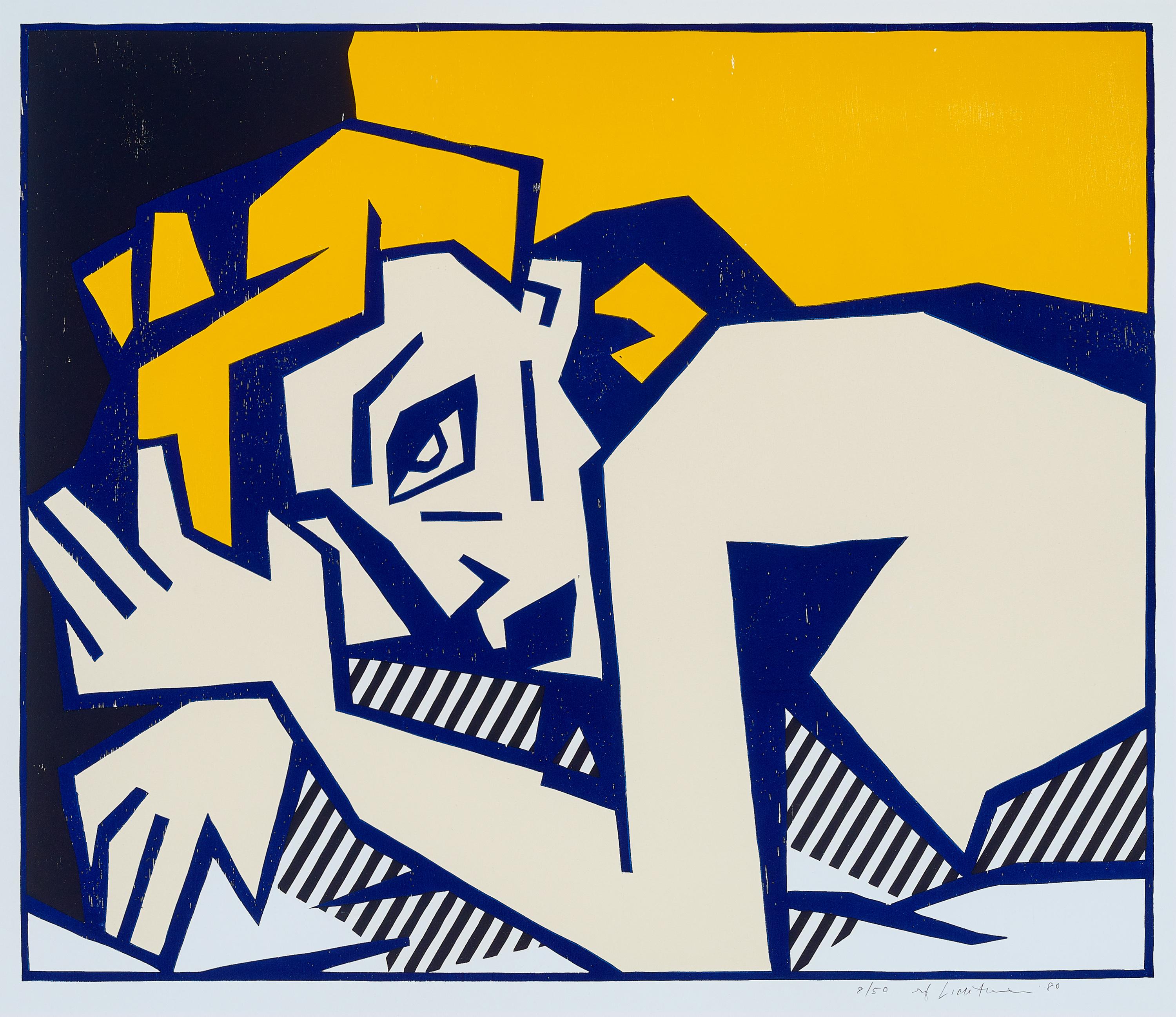 Reclining Nude, from Expressionist Woodcut Series 1980 - Print by Roy Lichtenstein