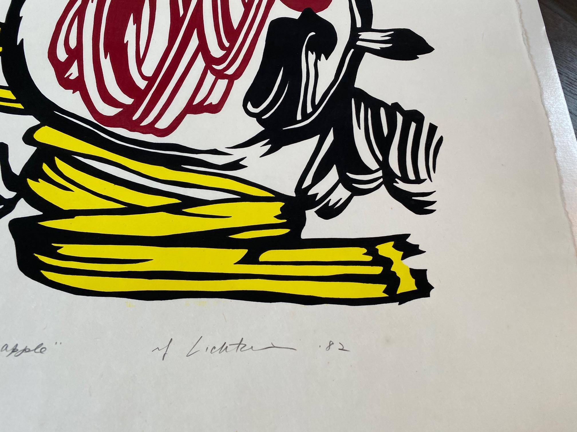 roy lichtenstein red and yellow apple signed print
